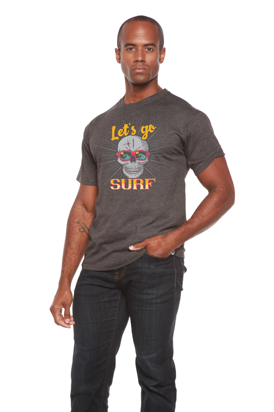 Let`s go SURF Men's Bamboo Viscose/Organic Cotton Short Sleeve Graphic T-Shirt - The7Letter