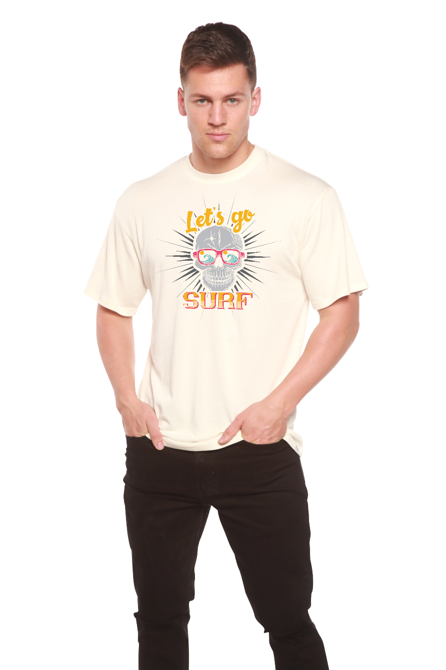 Let`s go SURF Men's Bamboo Viscose/Organic Cotton Short Sleeve Graphic T-Shirt - The7Letter