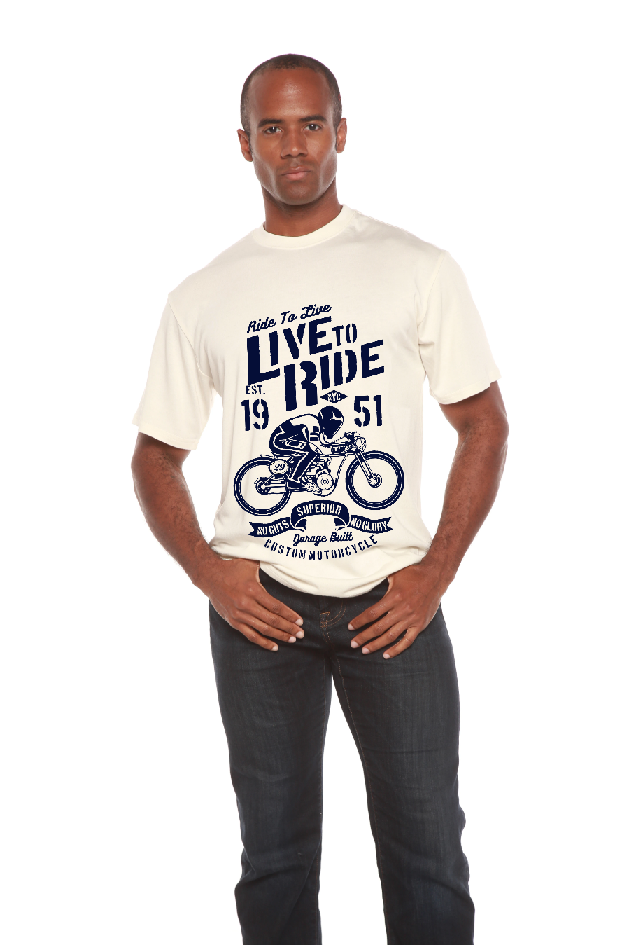 Live To Ride Men's Bamboo Viscose/Organic Cotton Short Sleeve Graphic T-Shirt - The7Letter