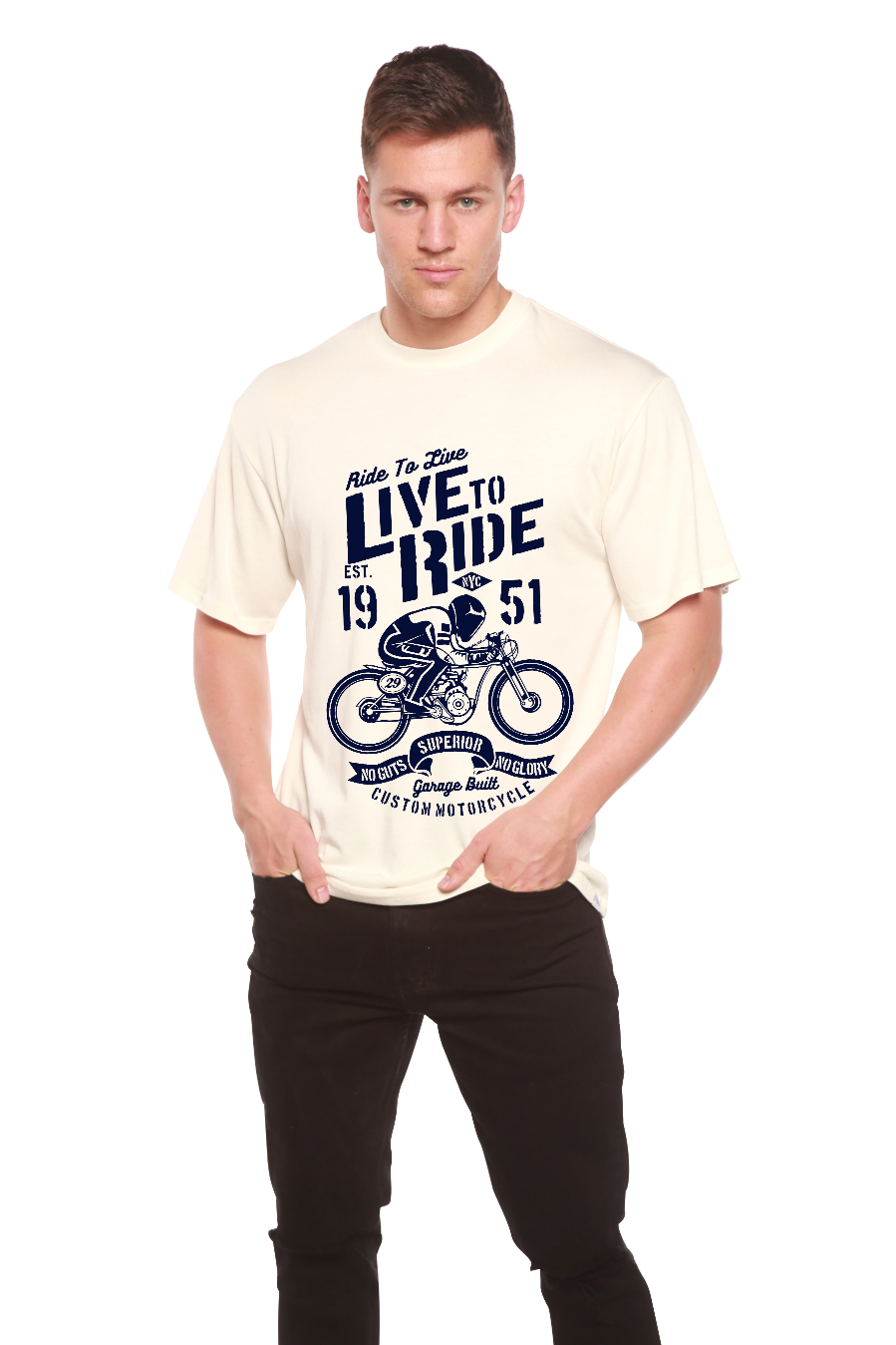 Live To Ride Men's Bamboo Viscose/Organic Cotton Short Sleeve Graphic T-Shirt - The7Letter