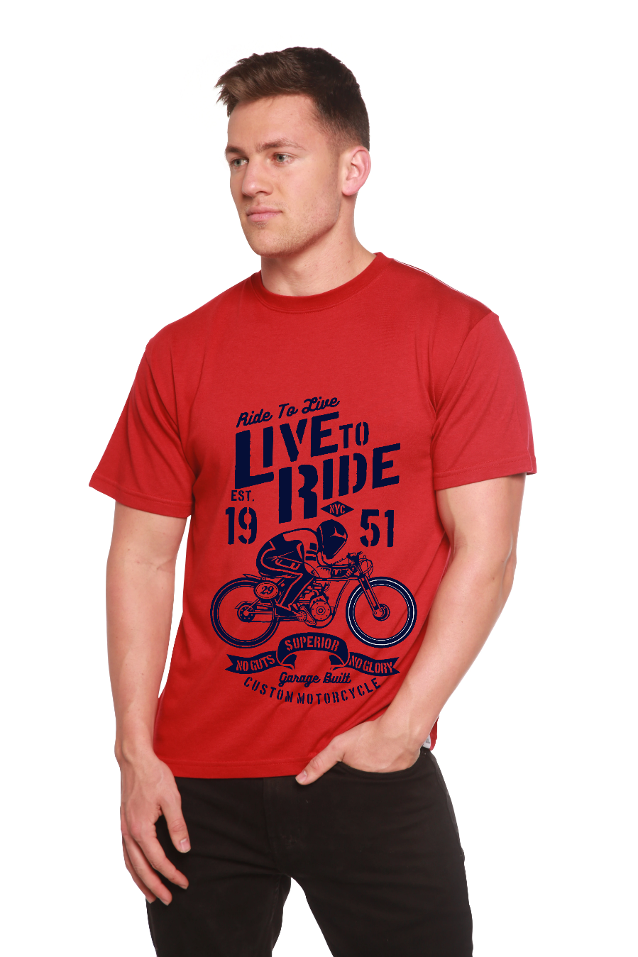 Live To Ride Men's Bamboo Viscose/Organic Cotton Short Sleeve Graphic T-Shirt - The7Letter
