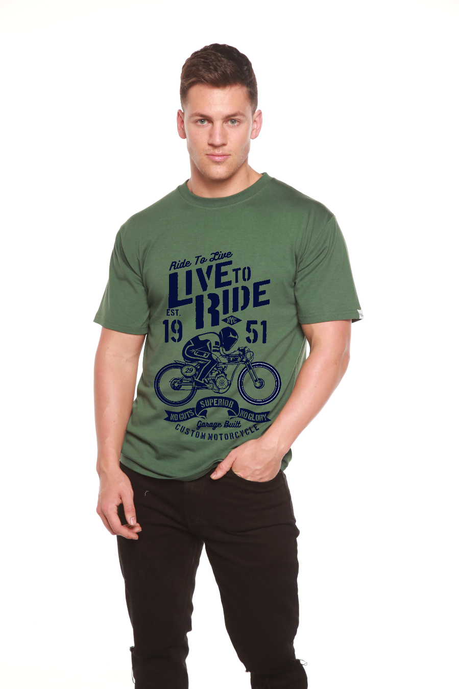 Live To Ride Men's Bamboo Viscose/Organic Cotton Short Sleeve Graphic T-Shirt - The7Letter