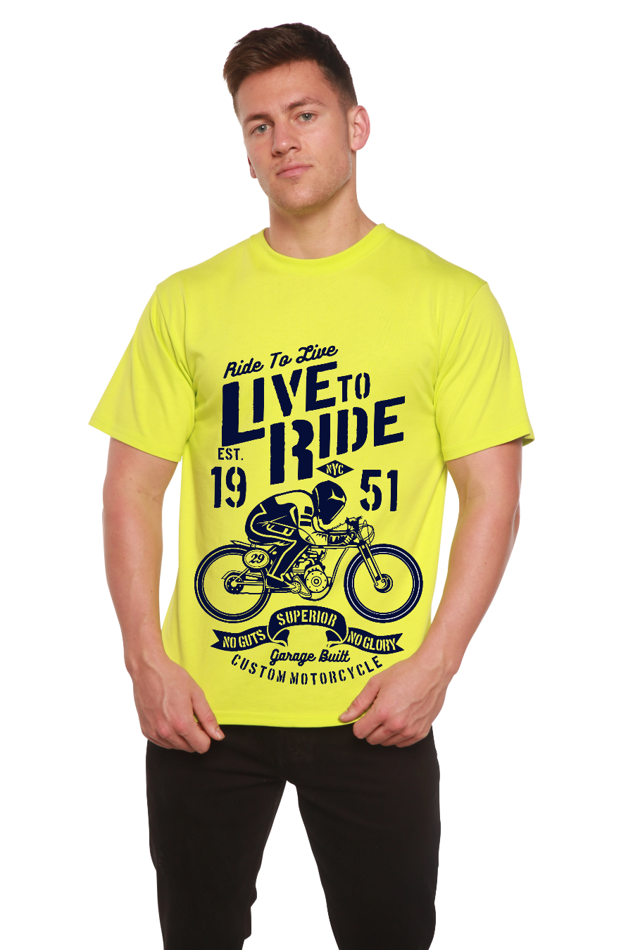 Live To Ride Men's Bamboo Viscose/Organic Cotton Short Sleeve Graphic T-Shirt - The7Letter