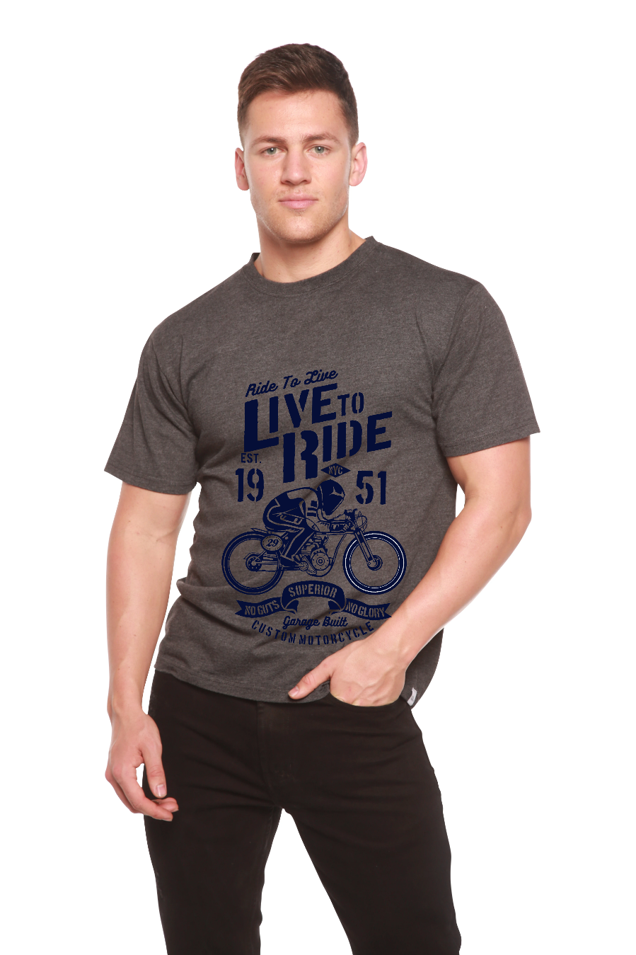 Live To Ride Men's Bamboo Viscose/Organic Cotton Short Sleeve Graphic T-Shirt - The7Letter