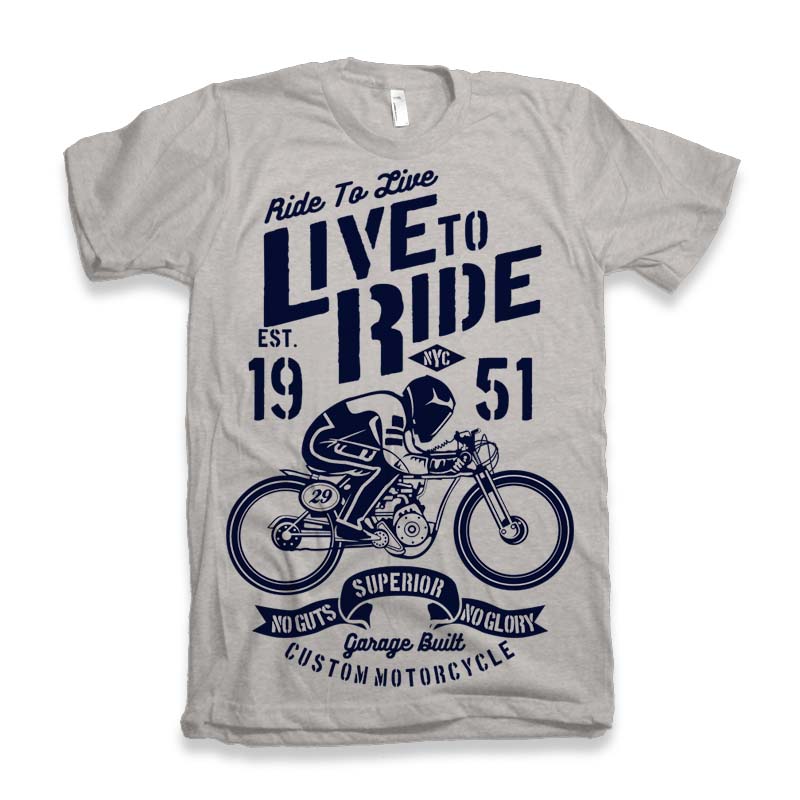 Live To Ride Men's Bamboo Viscose/Organic Cotton Short Sleeve Graphic T-Shirt - The7Letter