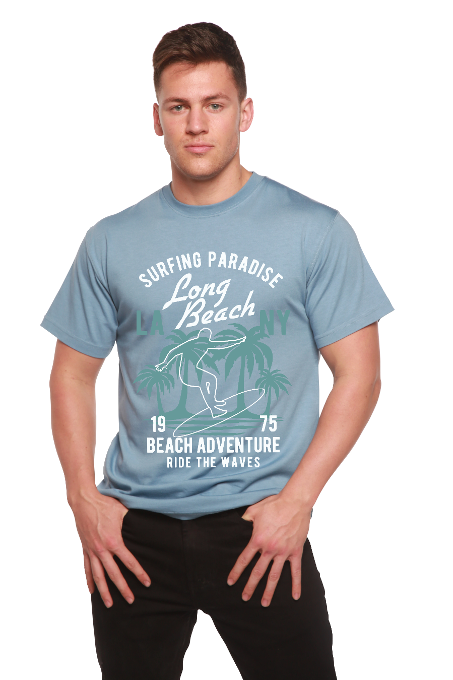 Long Beach Men's Bamboo Viscose/Organic Cotton Short Sleeve Graphic T-Shirt - The7Letter