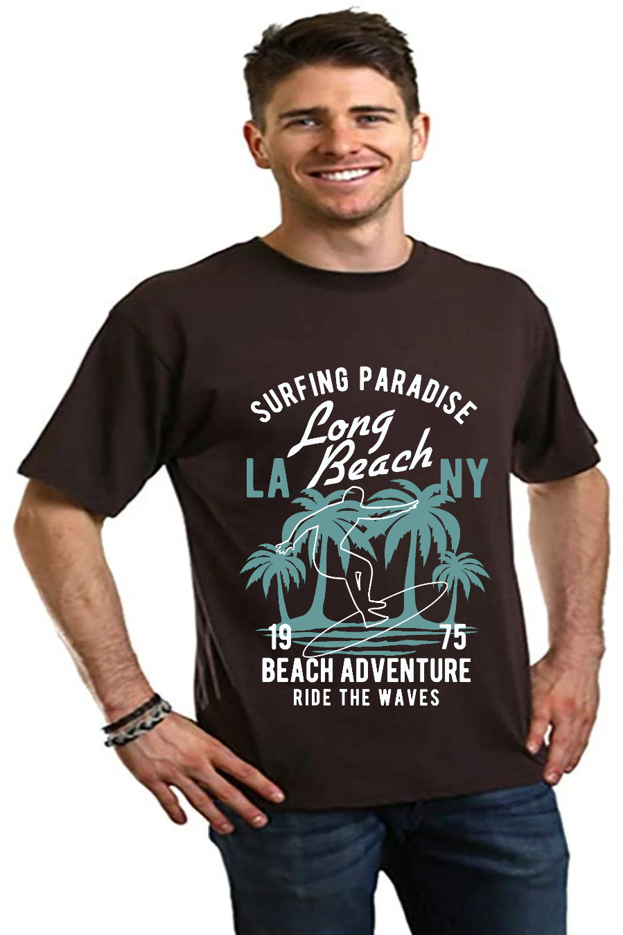 Long Beach Men's Bamboo Viscose/Organic Cotton Short Sleeve Graphic T-Shirt - The7Letter