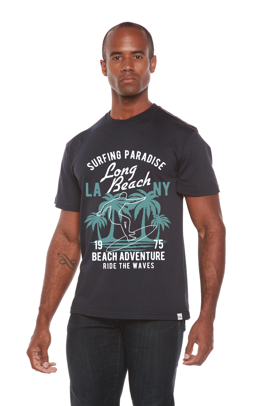 Long Beach Men's Bamboo Viscose/Organic Cotton Short Sleeve Graphic T-Shirt - The7Letter