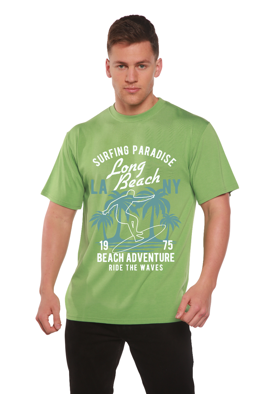Long Beach Men's Bamboo Viscose/Organic Cotton Short Sleeve Graphic T-Shirt - The7Letter