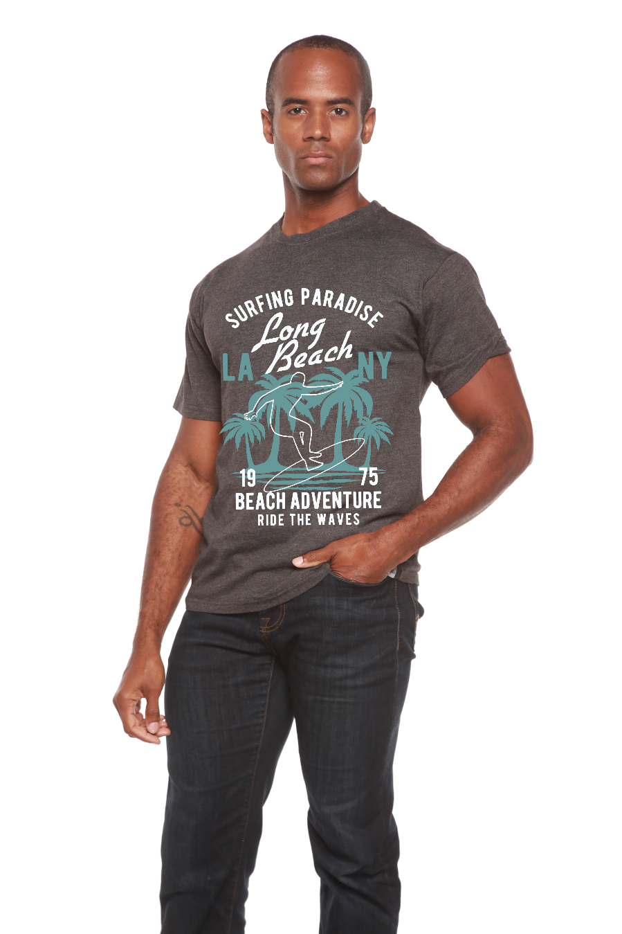 Long Beach Men's Bamboo Viscose/Organic Cotton Short Sleeve Graphic T-Shirt - The7Letter