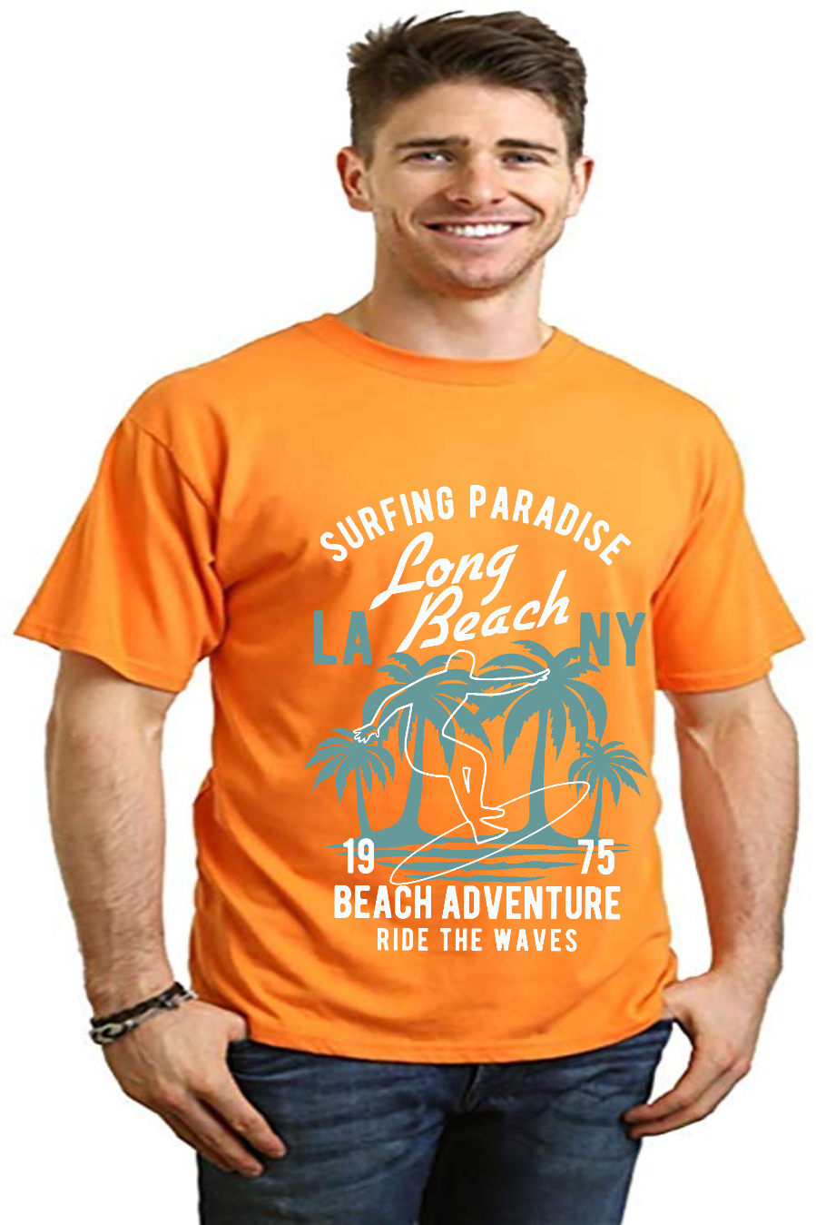 Long Beach Men's Bamboo Viscose/Organic Cotton Short Sleeve Graphic T-Shirt - The7Letter