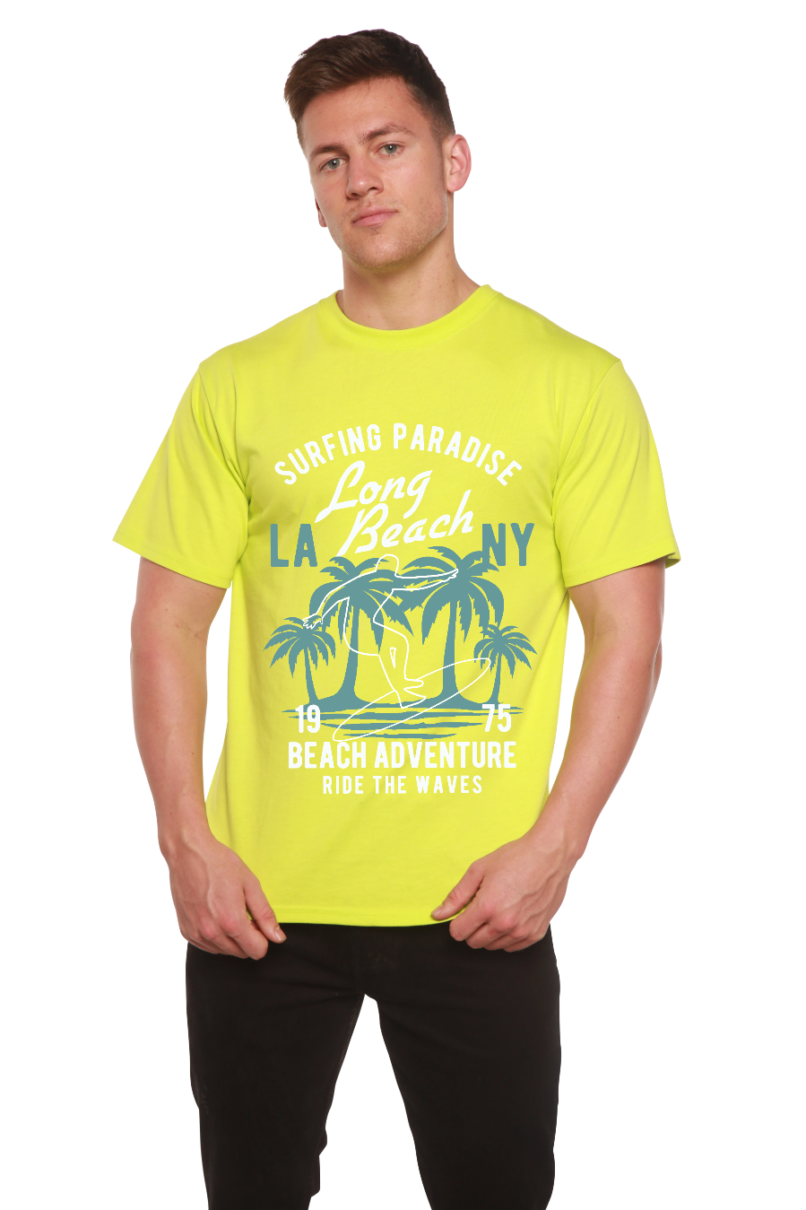 Long Beach Men's Bamboo Viscose/Organic Cotton Short Sleeve Graphic T-Shirt - The7Letter