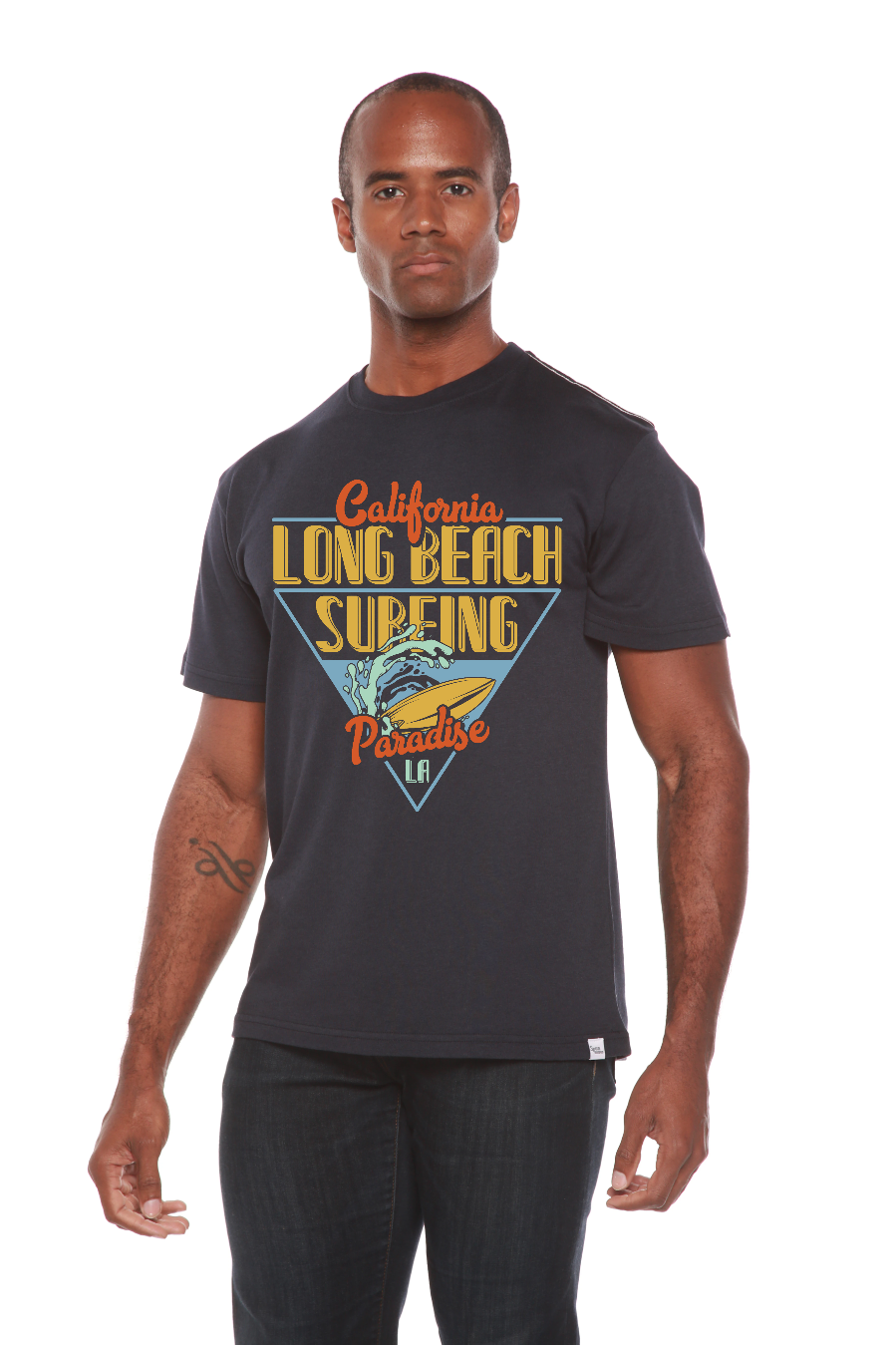 Long Beach Surfing Printed Men's Bamboo Viscose/Organic Cotton Short Sleeve Graphic T-Shirt - The7Letter
