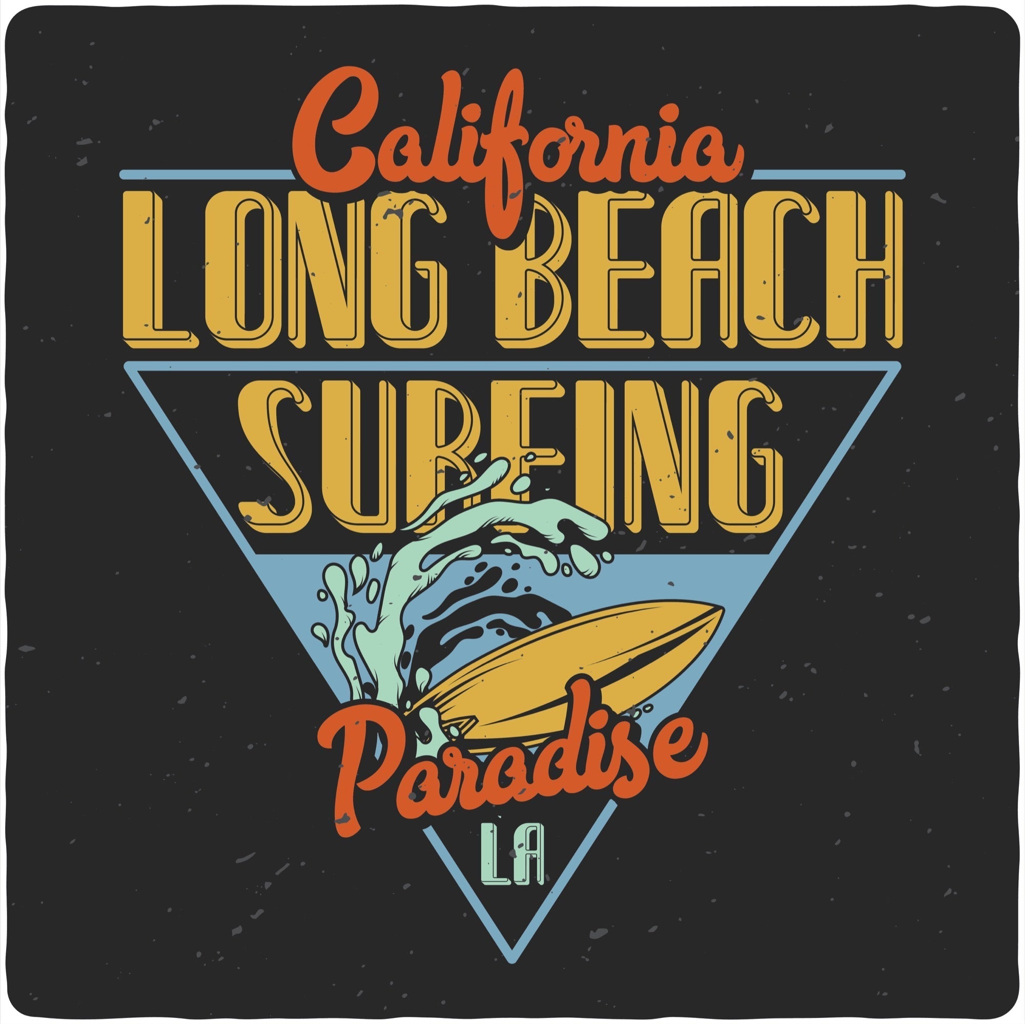 Long Beach Surfing Printed Men's Bamboo Viscose/Organic Cotton Short Sleeve Graphic T-Shirt - The7Letter