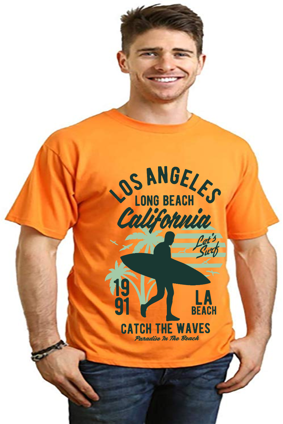Los Angeles Men's Bamboo Viscose/Organic Cotton Short Sleeve Graphic T-Shirt - The7Letter