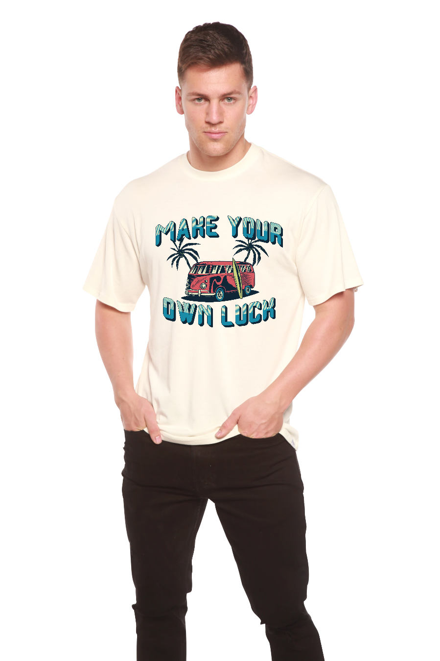 Make your own luck Men's Bamboo Viscose/Organic Cotton Short Sleeve Graphic T-Shirt - The7Letter