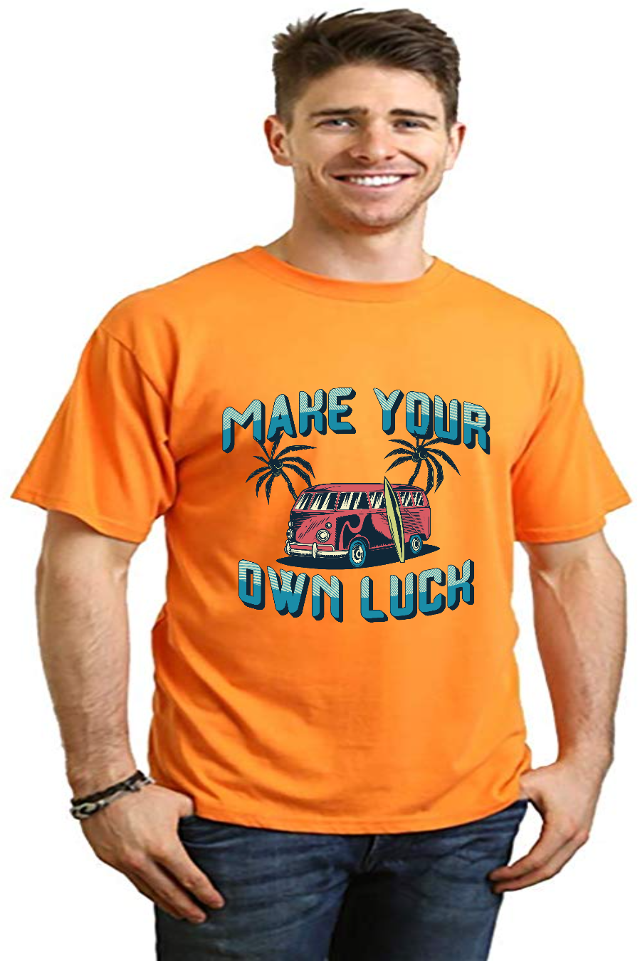 Make your own luck Men's Bamboo Viscose/Organic Cotton Short Sleeve Graphic T-Shirt - The7Letter