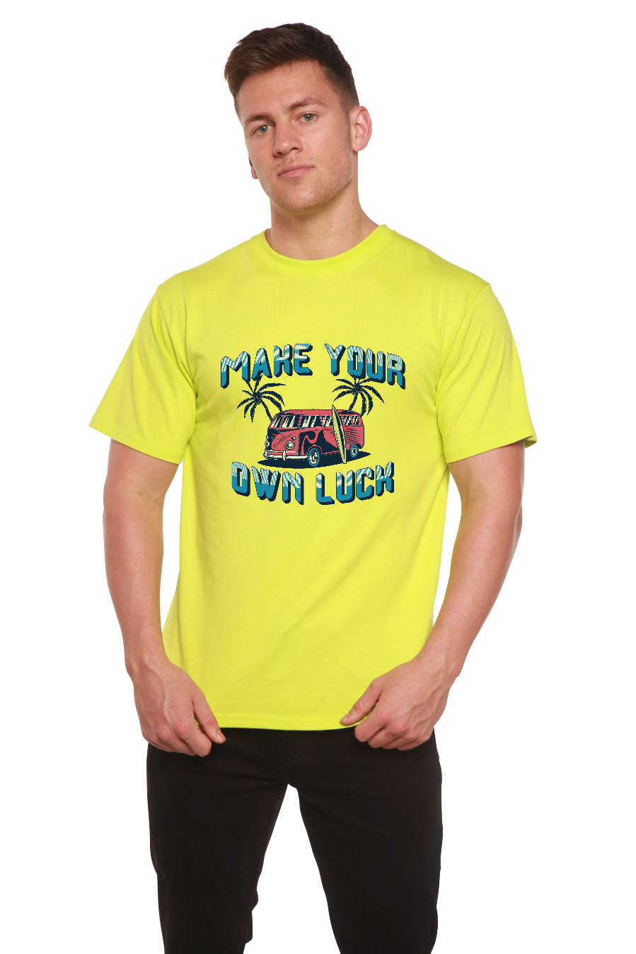 Make your own luck Men's Bamboo Viscose/Organic Cotton Short Sleeve Graphic T-Shirt - The7Letter