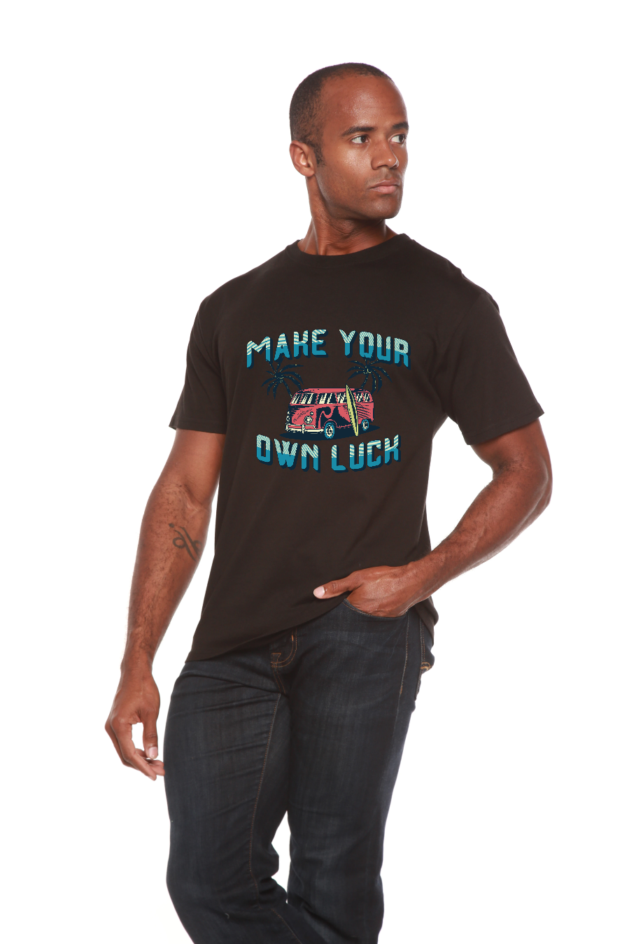 Make your own luck Men's Bamboo Viscose/Organic Cotton Short Sleeve Graphic T-Shirt - The7Letter