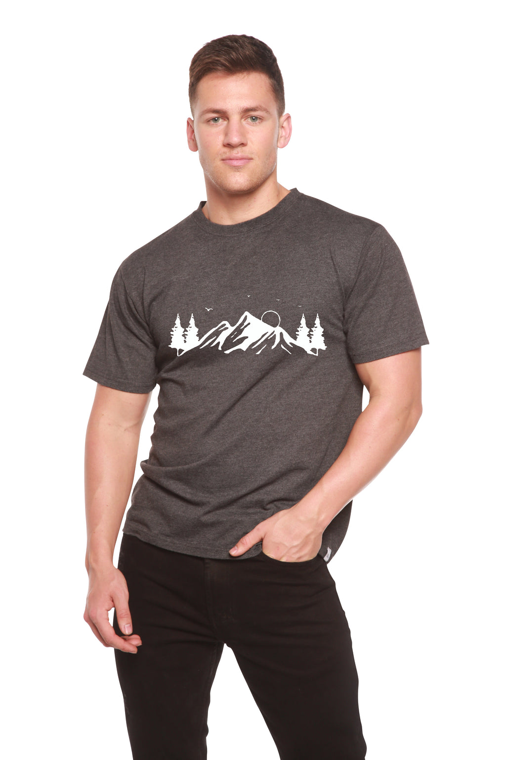 Men's Bamboo Viscose/Organic Cotton Short Sleeve T-Shirt with Print Mauna Kea - The7Letter