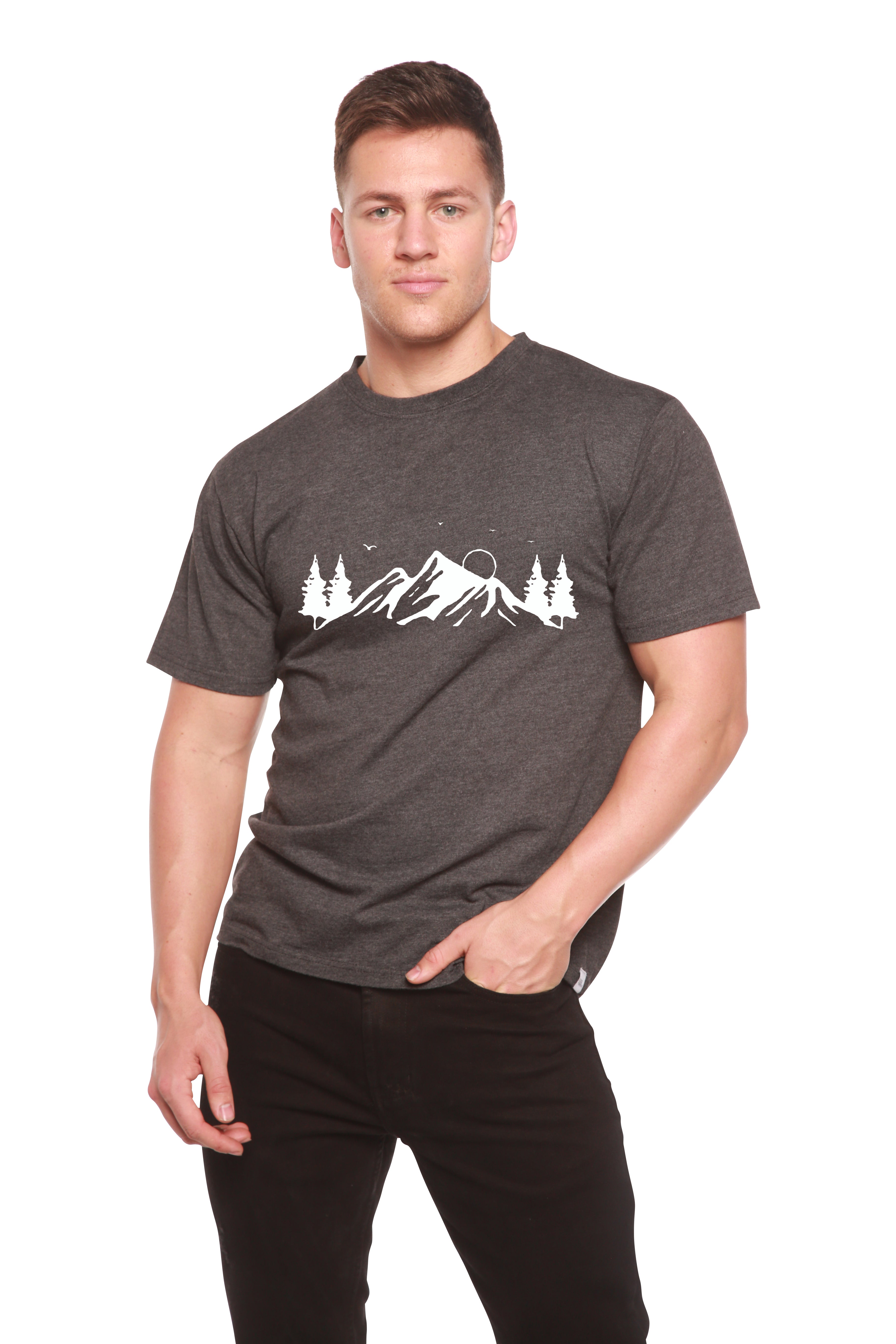 Men's Bamboo Viscose/Organic Cotton Short Sleeve T-Shirt with Print Mauna Kea - The7Letter