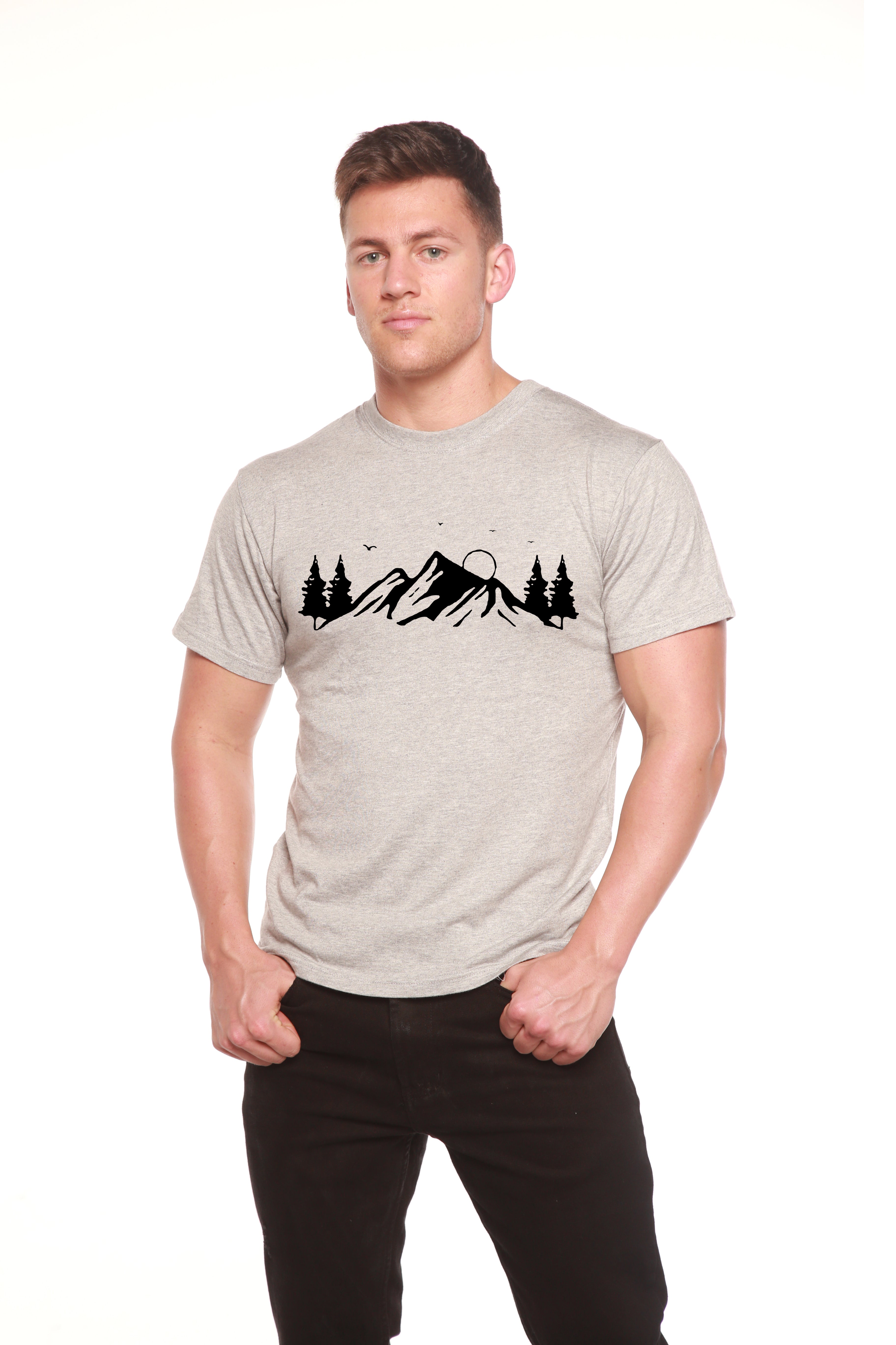Men's Bamboo Viscose/Organic Cotton Short Sleeve T-Shirt with Print Mauna Kea - The7Letter