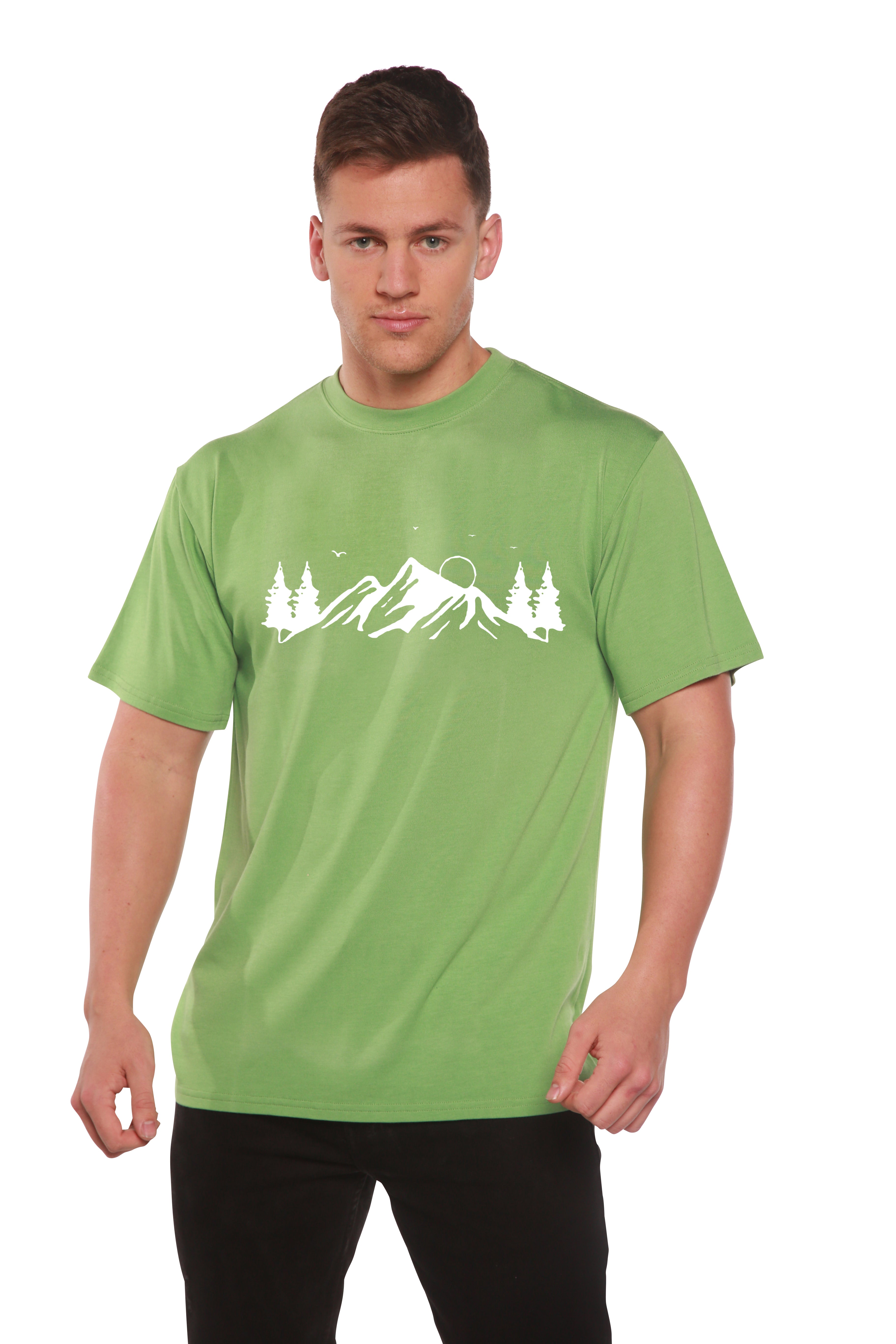 Men's Bamboo Viscose/Organic Cotton Short Sleeve T-Shirt with Print Mauna Kea - The7Letter