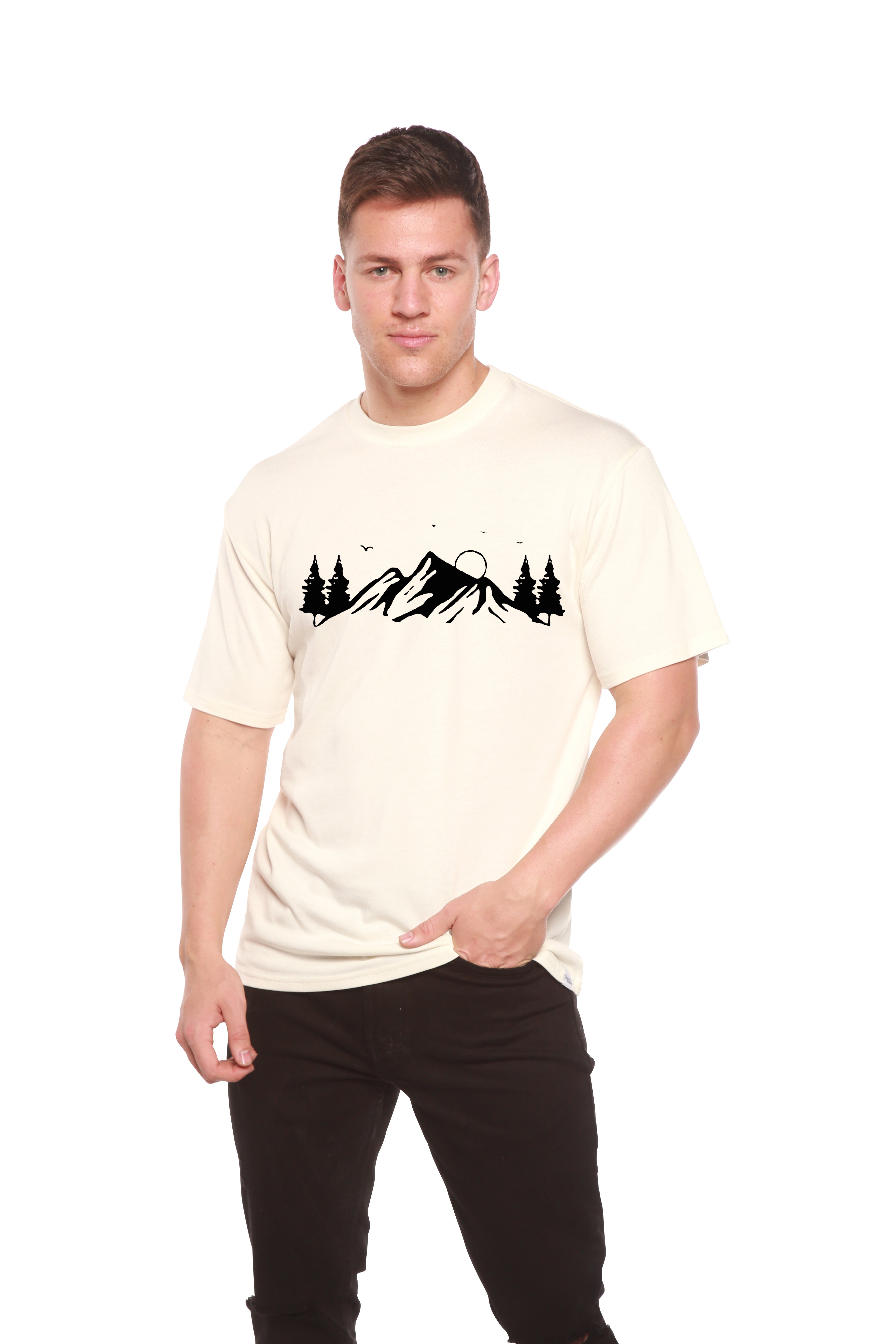 Men's Bamboo Viscose/Organic Cotton Short Sleeve T-Shirt with Print Mauna Kea - The7Letter