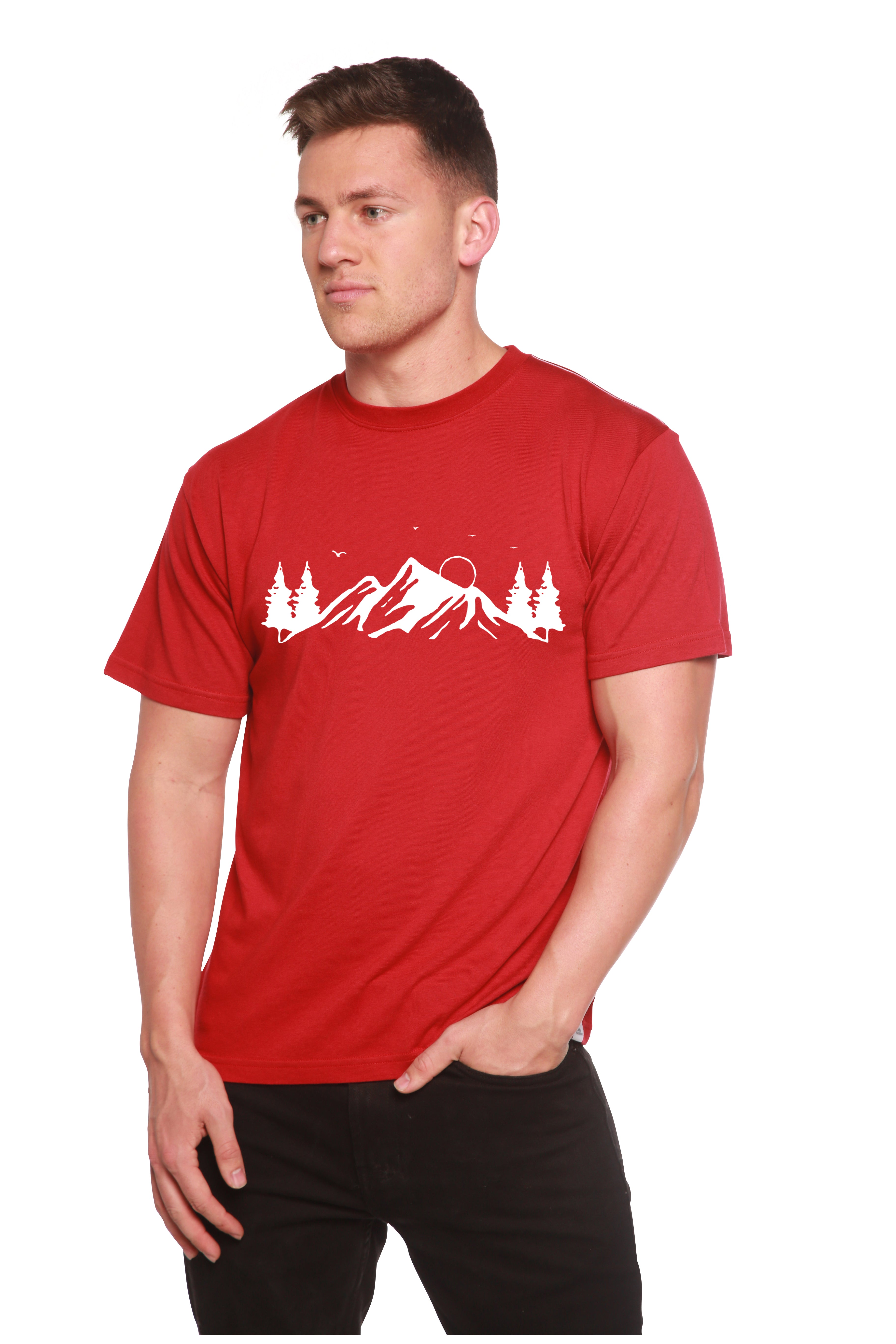 Men's Bamboo Viscose/Organic Cotton Short Sleeve T-Shirt with Print Mauna Kea - The7Letter