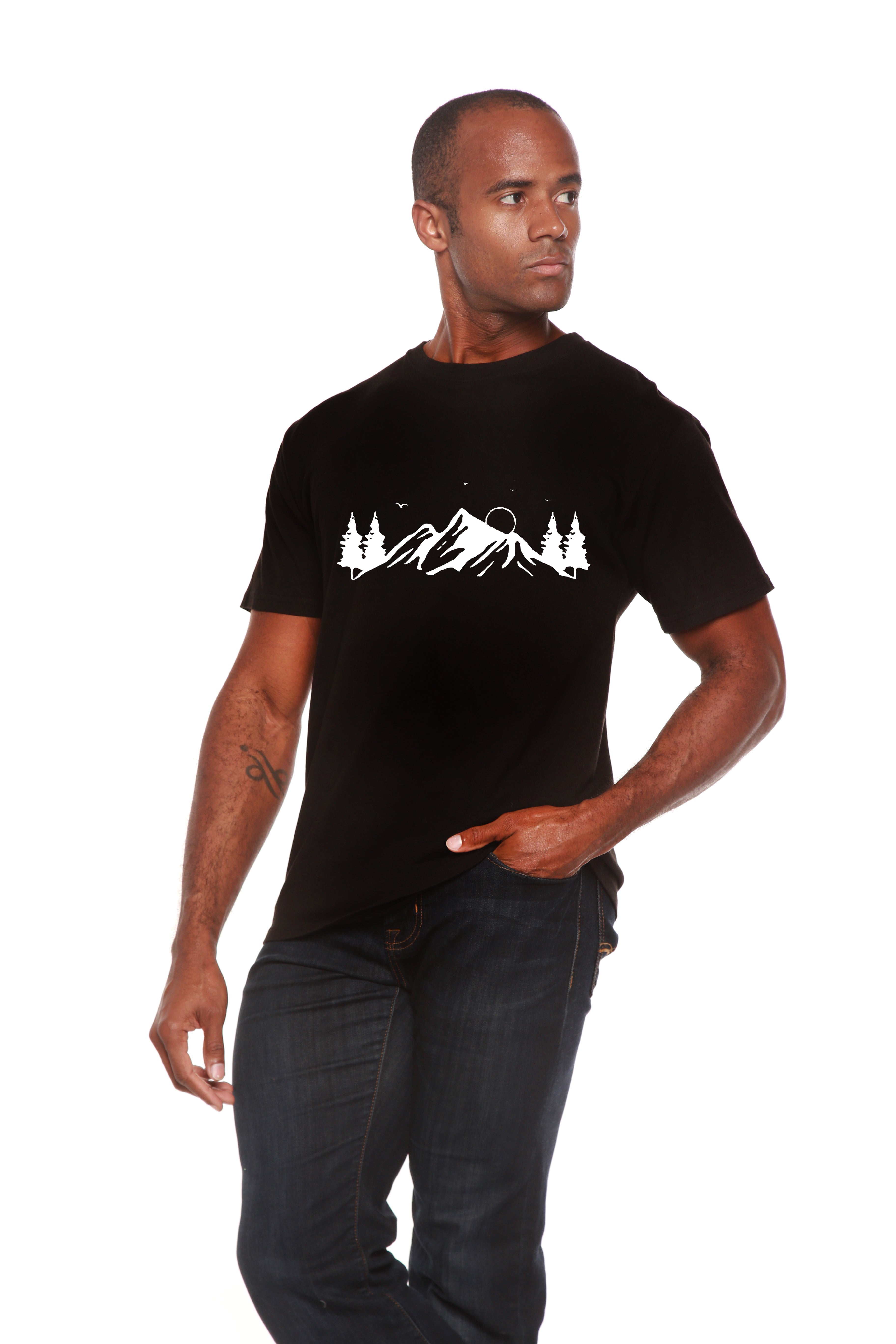Men's Bamboo Viscose/Organic Cotton Short Sleeve T-Shirt with Print Mauna Kea - The7Letter