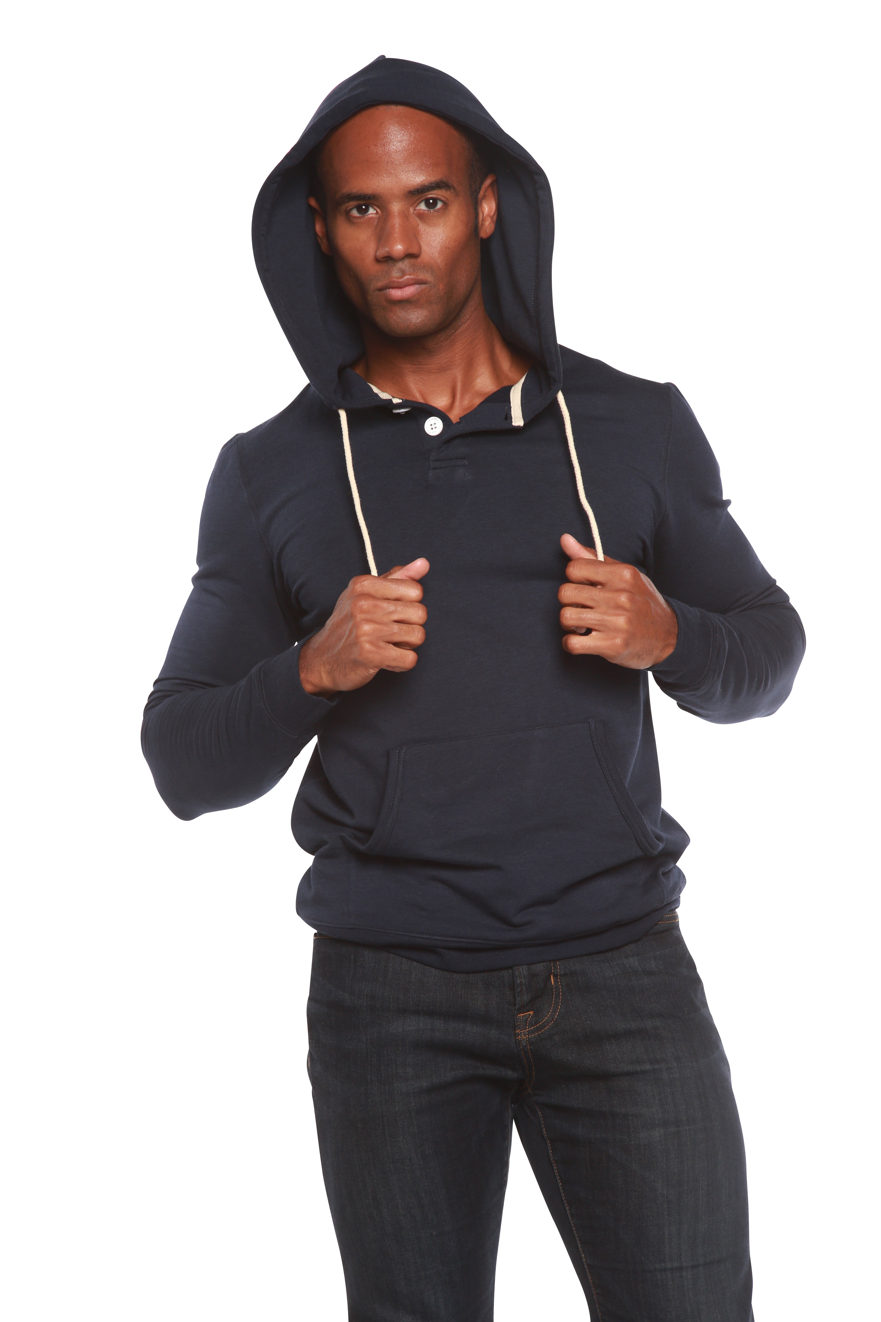 Men's Henley Style Bamboo Viscose Fleece Hoodie - The7Letter