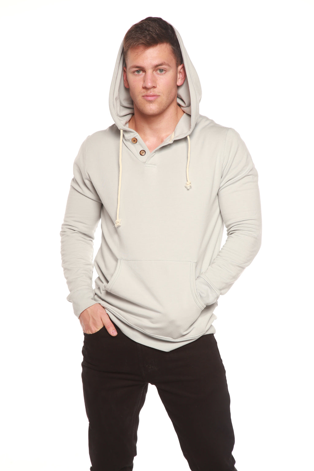 Men's Henley Style Bamboo Viscose Fleece Hoodie - The7Letter