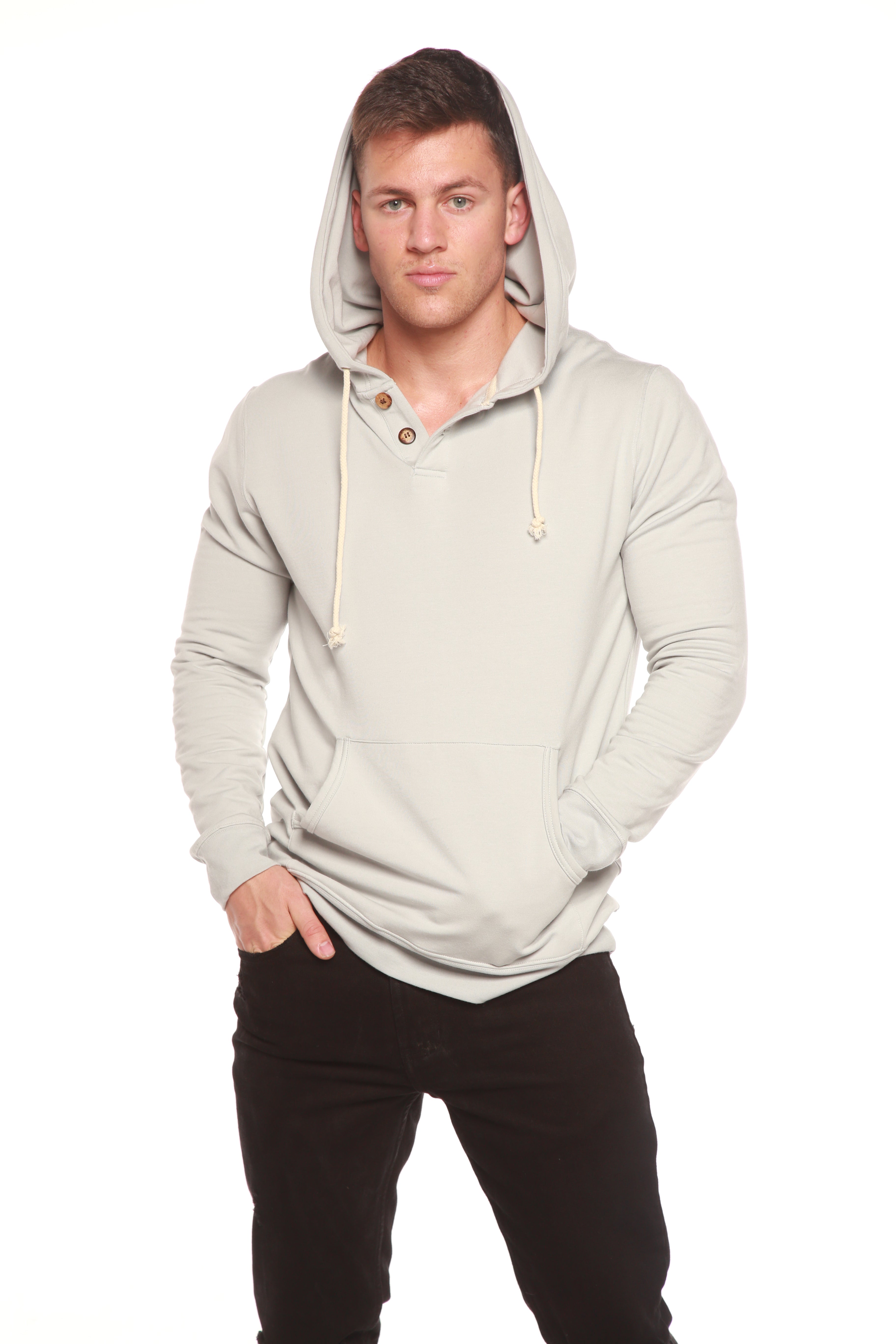 Men's Henley Style Bamboo Viscose Fleece Hoodie - The7Letter
