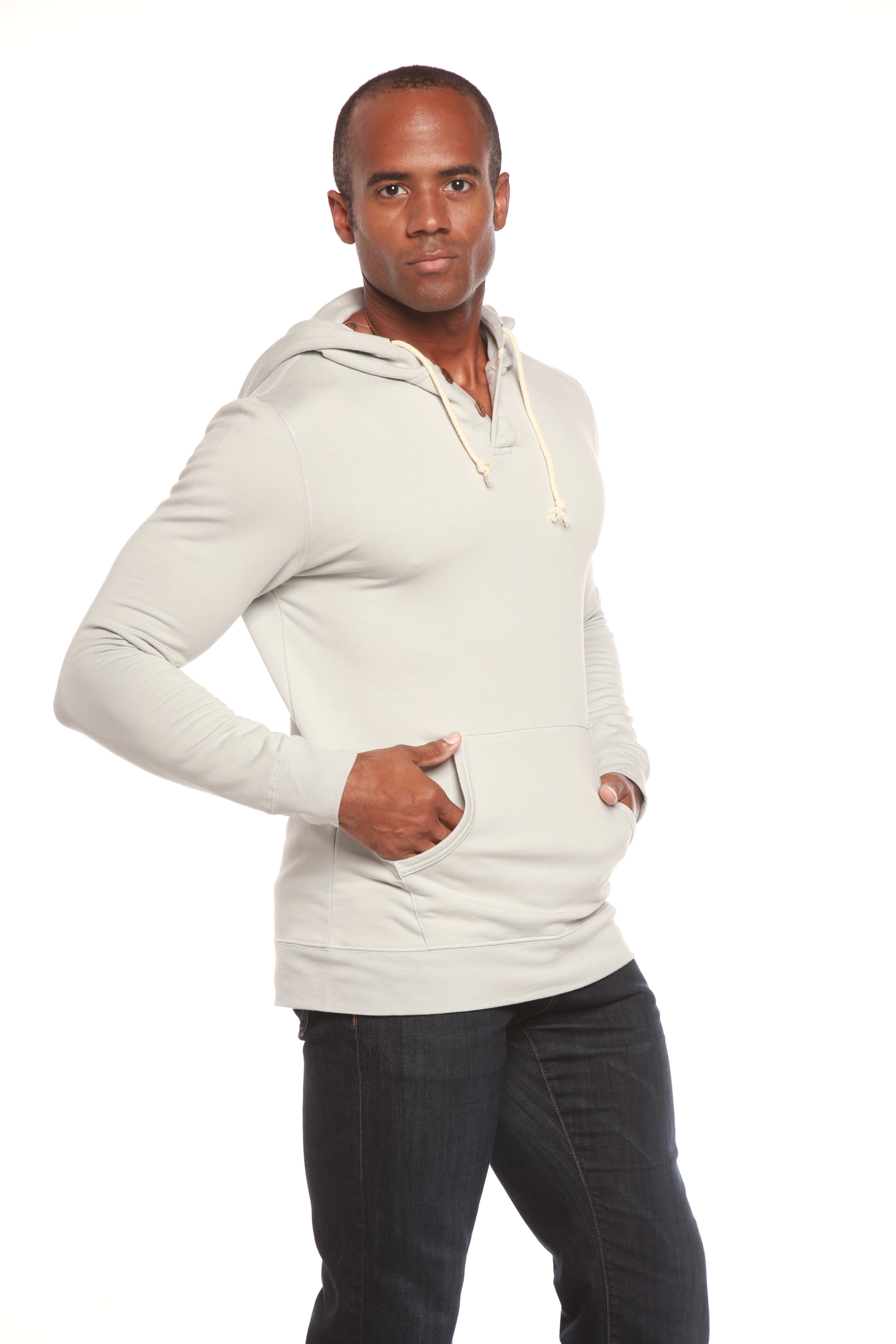 Men's Henley Style Bamboo Viscose Fleece Hoodie - The7Letter