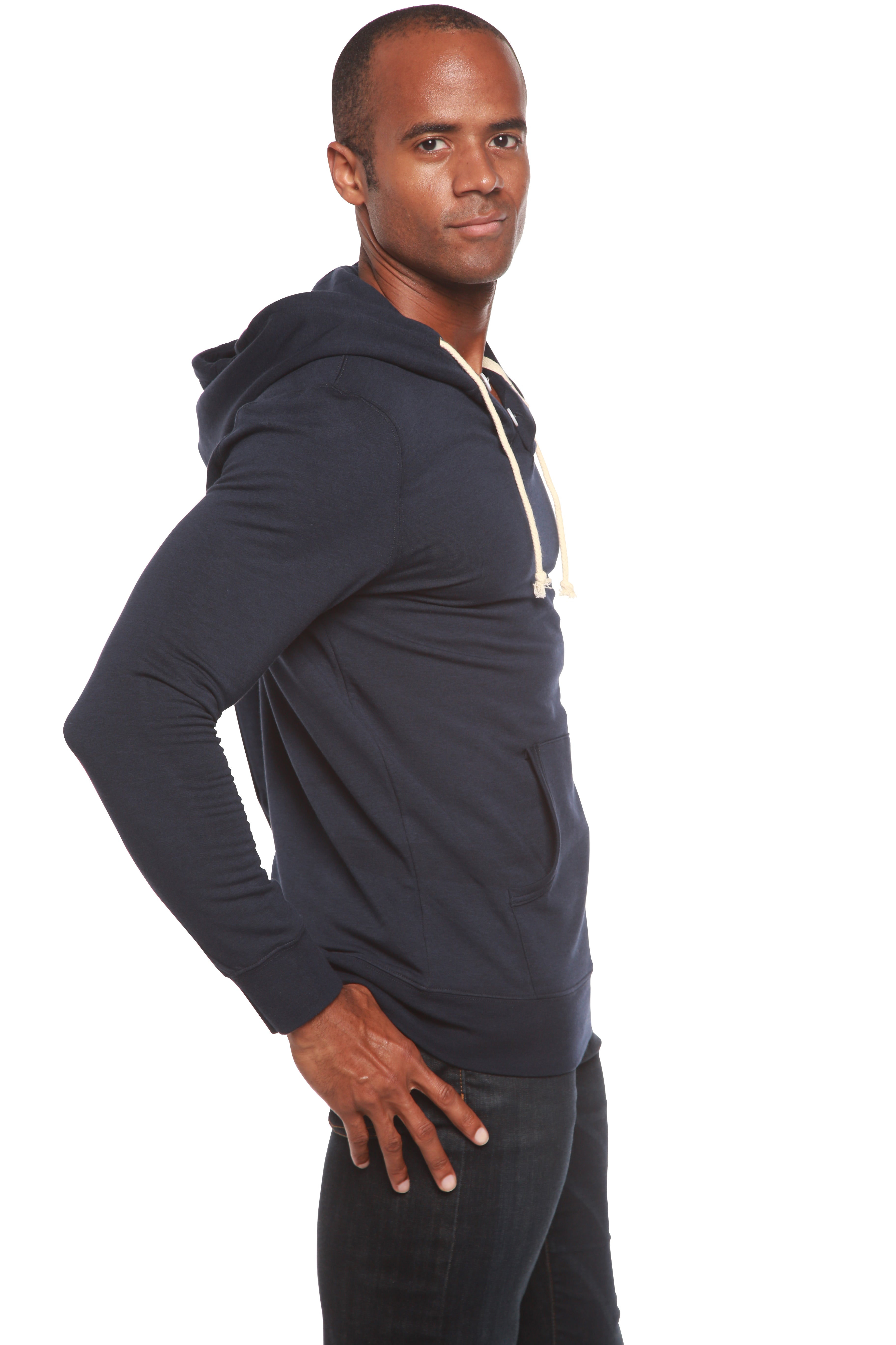 Men's Henley Style Bamboo Viscose Fleece Hoodie - The7Letter