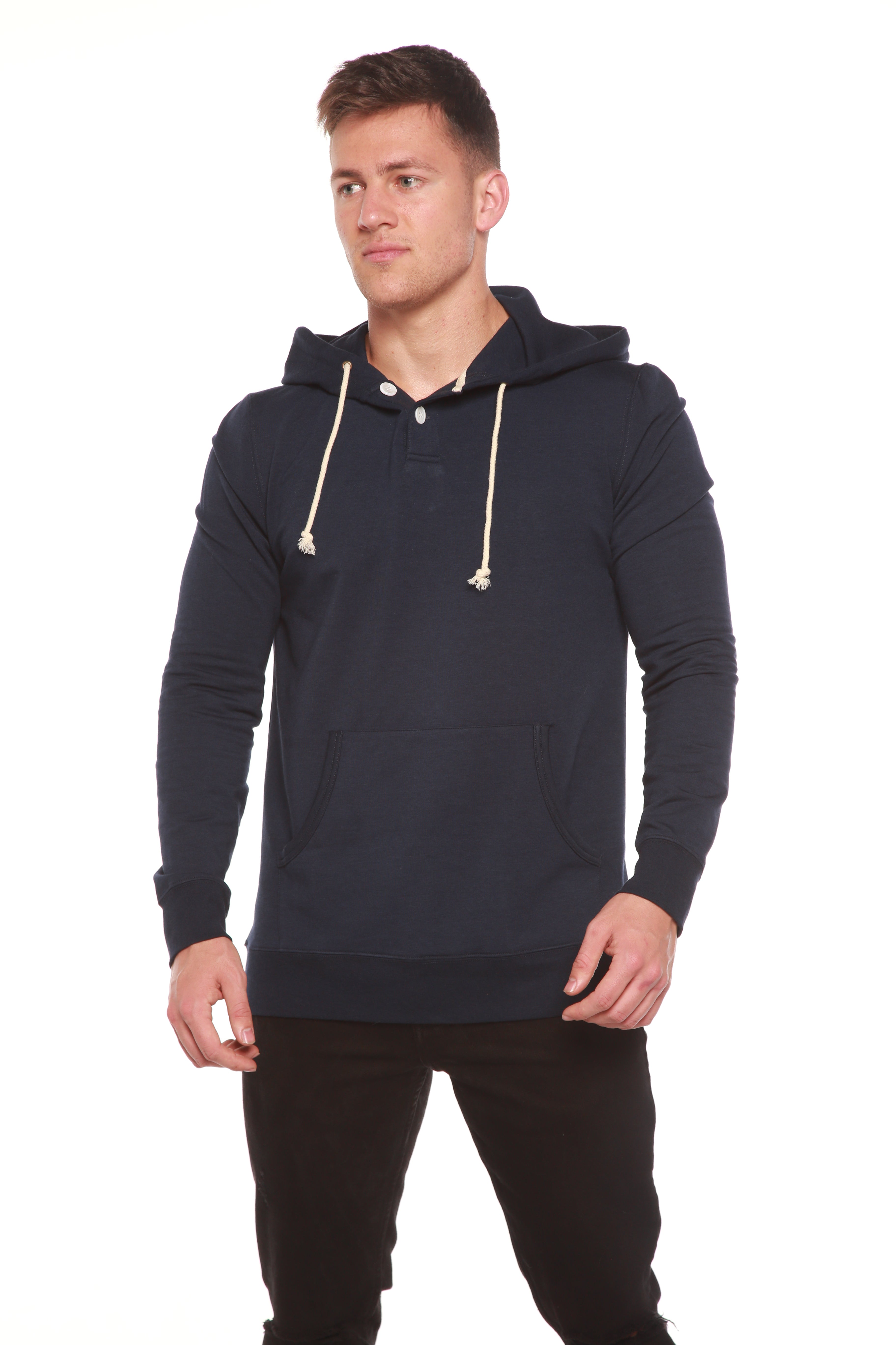 Men's Henley Style Bamboo Viscose Fleece Hoodie - The7Letter