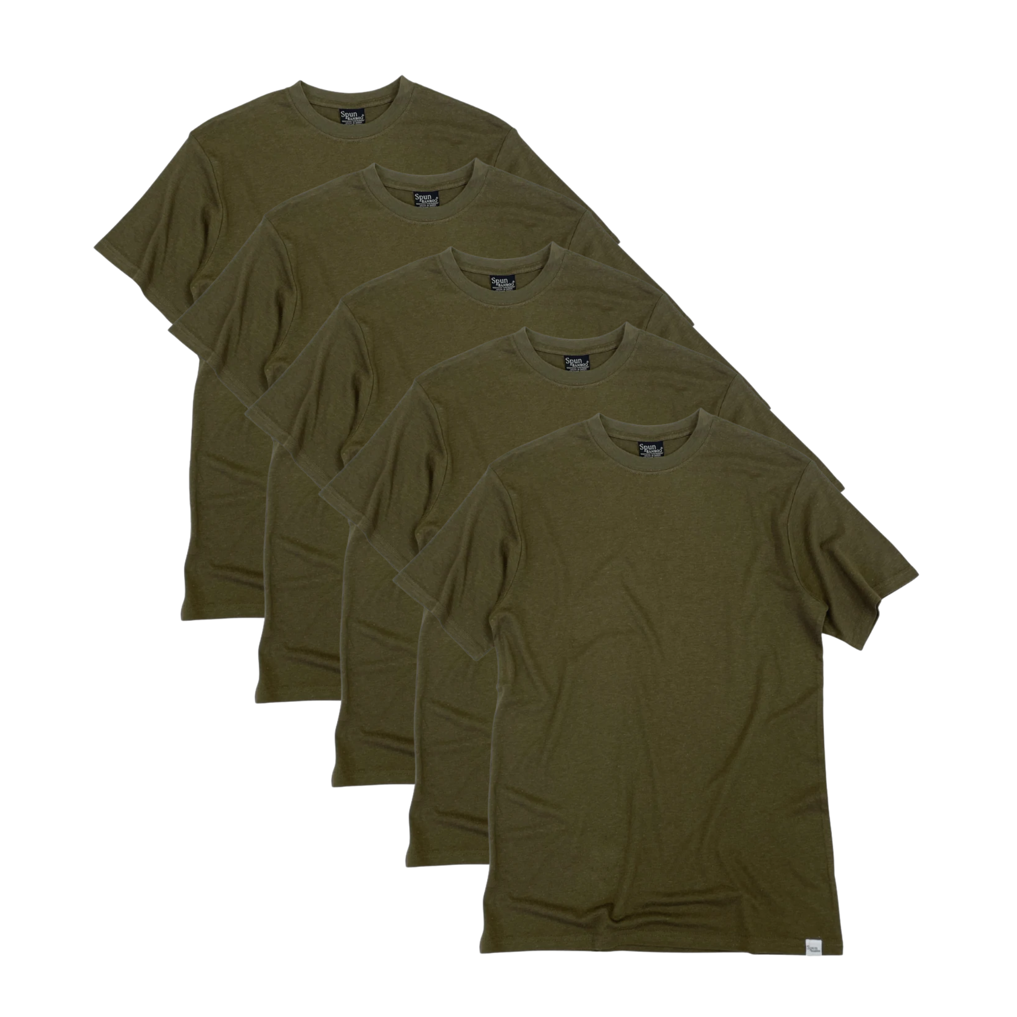 Men's Bamboo Viscose/Organic Cotton Short Sleeve T-Shirt Military Olive Color - 5-Pack - The7Letter