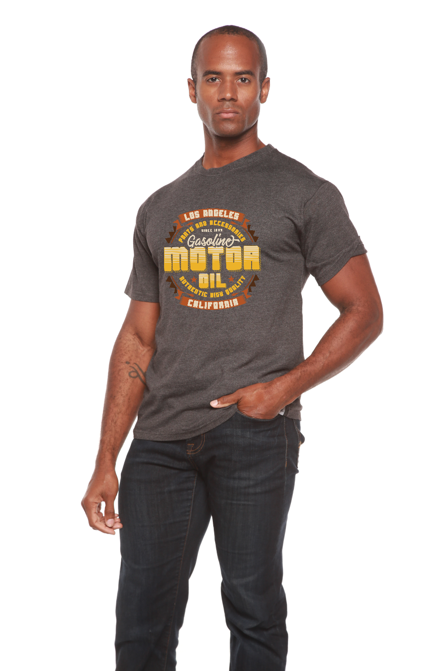 Motor oil Men's Bamboo Viscose/Organic Cotton Short Sleeve Graphic T-Shirt - The7Letter
