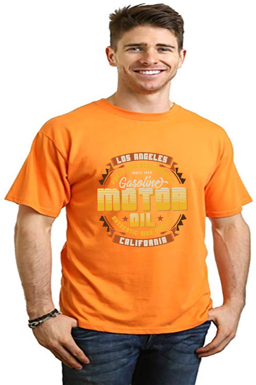Motor oil Men's Bamboo Viscose/Organic Cotton Short Sleeve Graphic T-Shirt - The7Letter