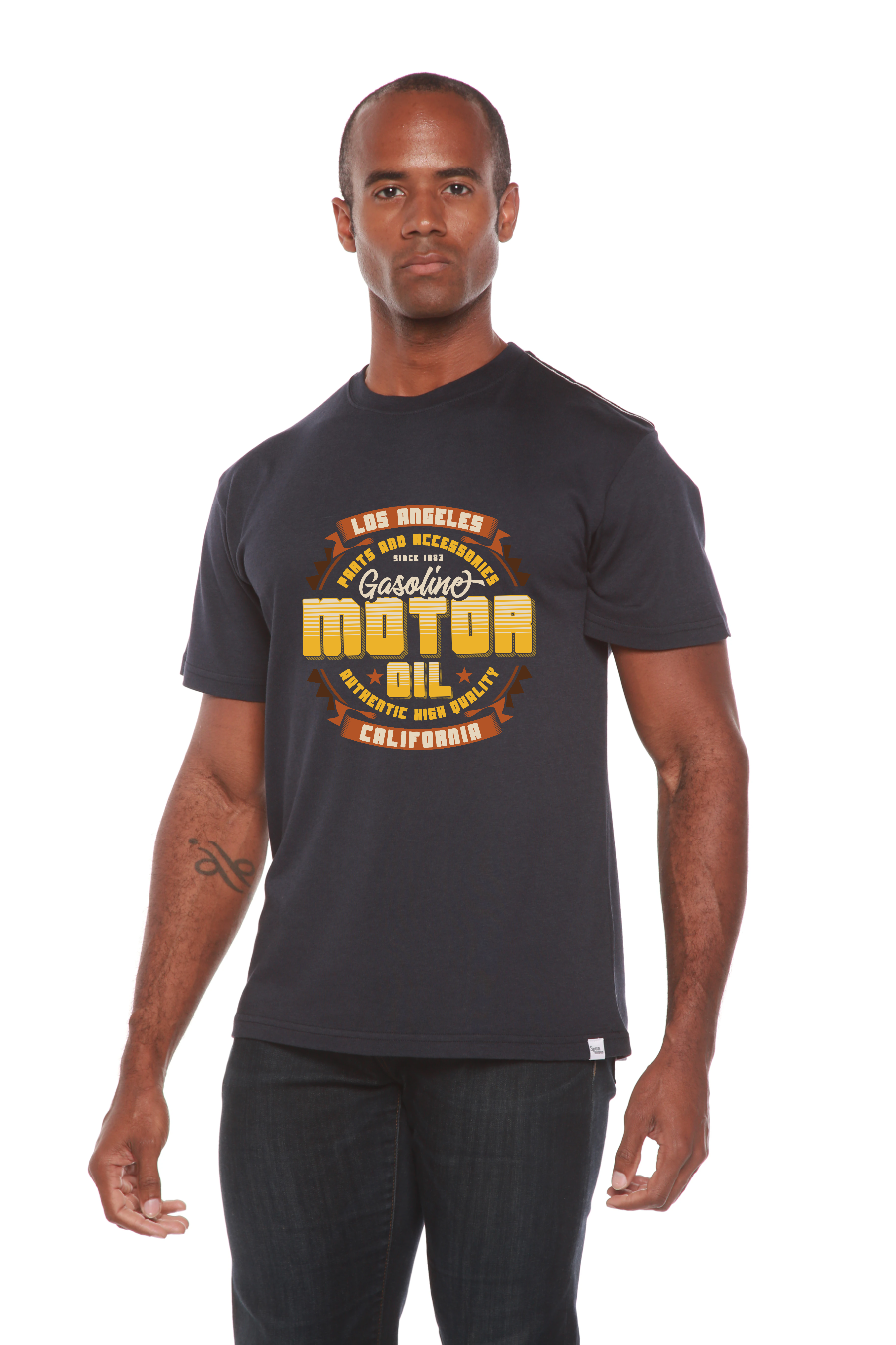 Motor oil Men's Bamboo Viscose/Organic Cotton Short Sleeve Graphic T-Shirt - The7Letter