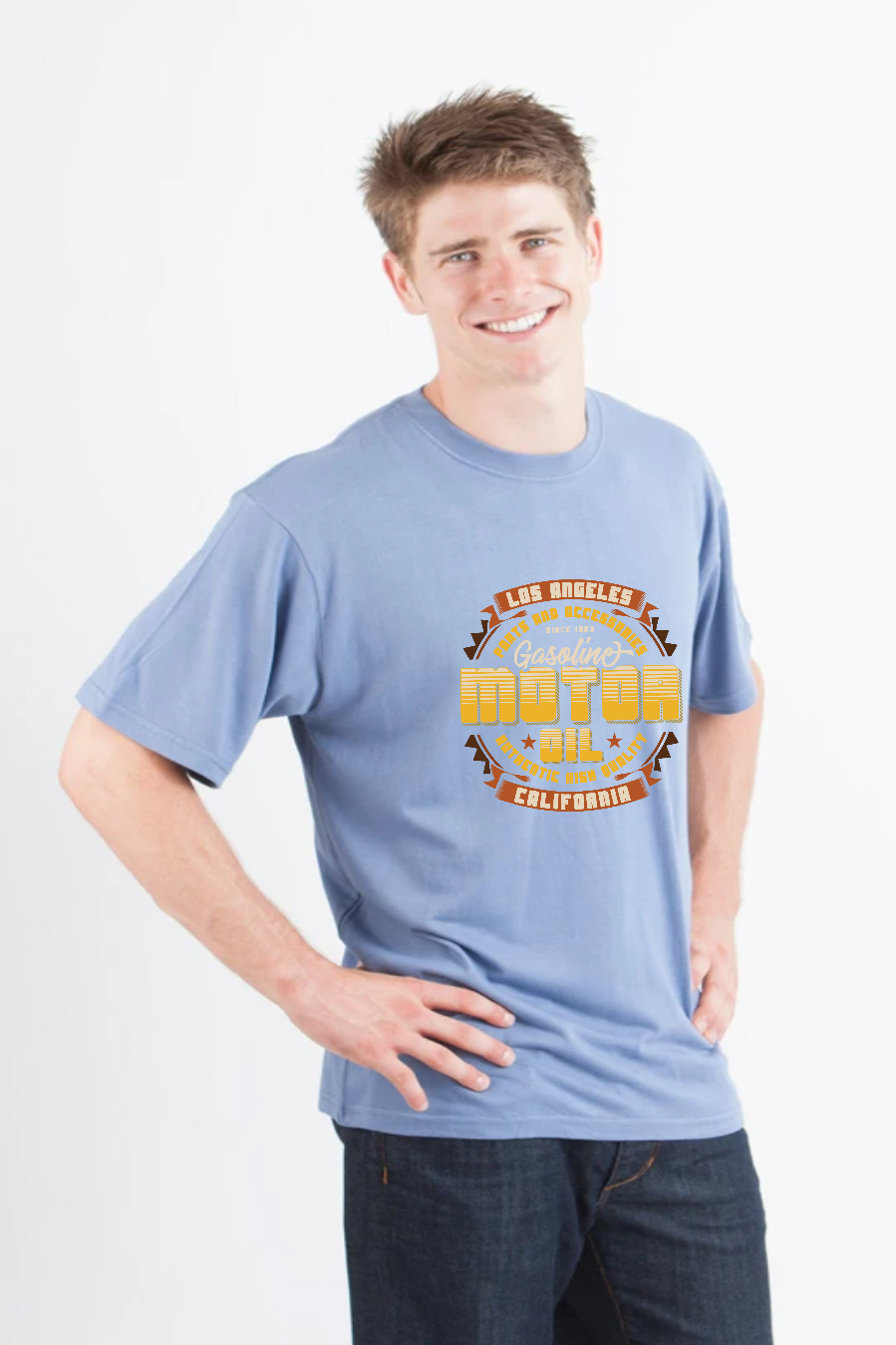 Motor oil Men's Bamboo Viscose/Organic Cotton Short Sleeve Graphic T-Shirt - The7Letter