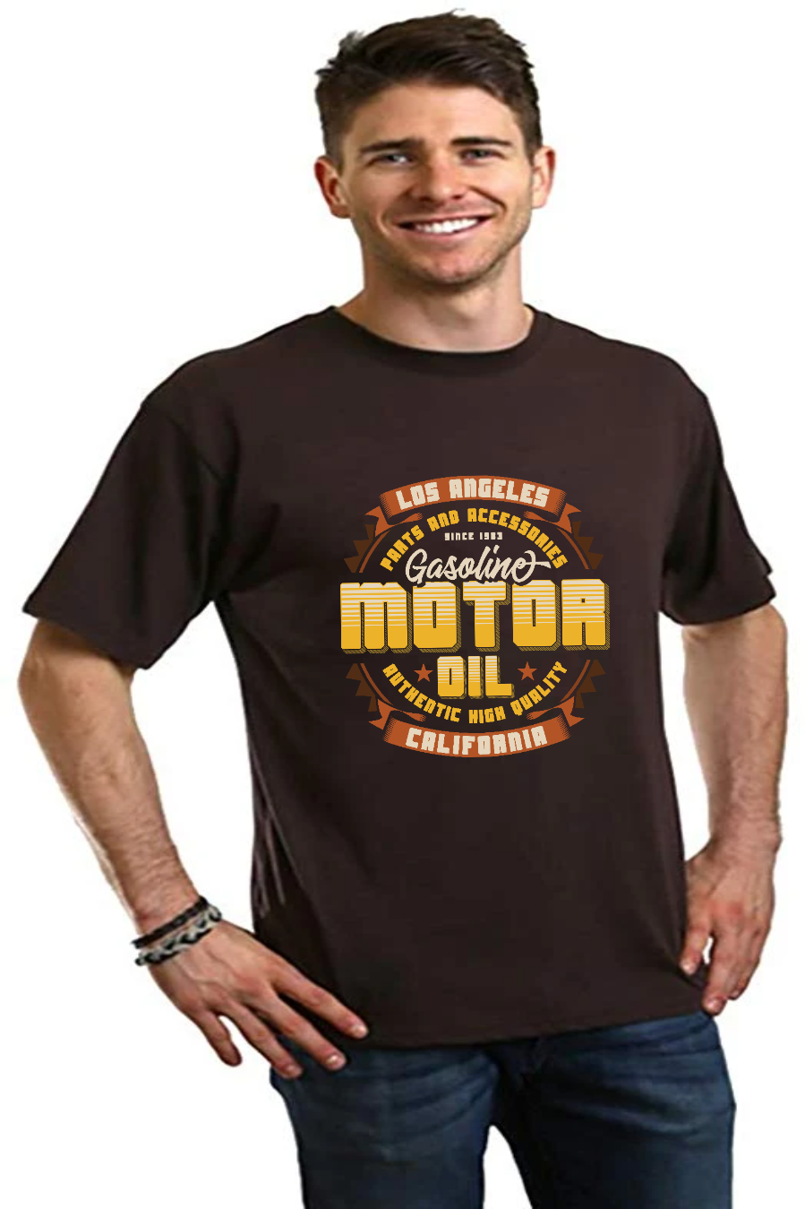 Motor oil Men's Bamboo Viscose/Organic Cotton Short Sleeve Graphic T-Shirt - The7Letter