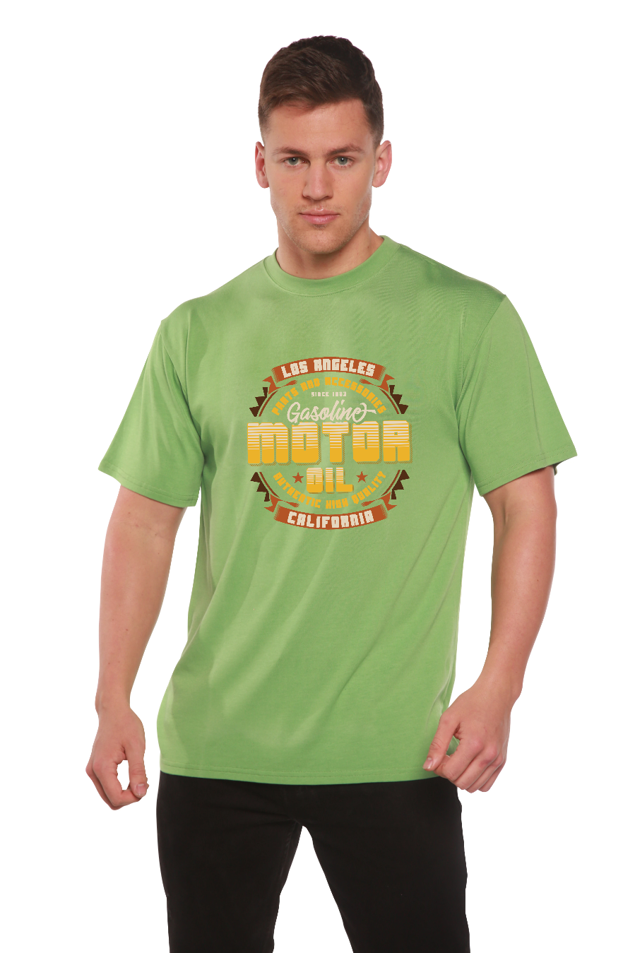 Motor oil Men's Bamboo Viscose/Organic Cotton Short Sleeve Graphic T-Shirt - The7Letter
