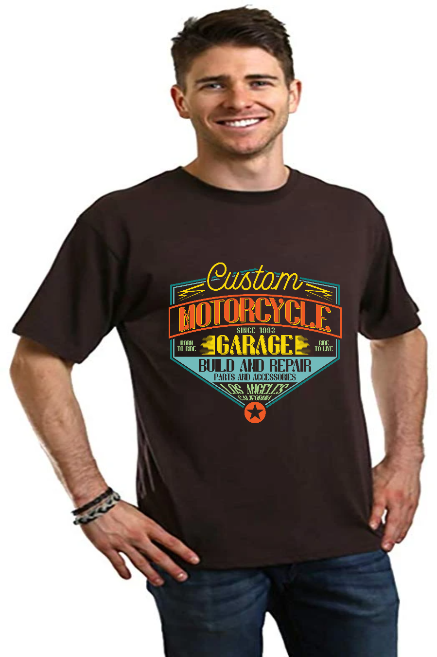 Motorcycle Garage Men's Bamboo Viscose/Organic Cotton Short Sleeve Graphic T-Shirt - The7Letter