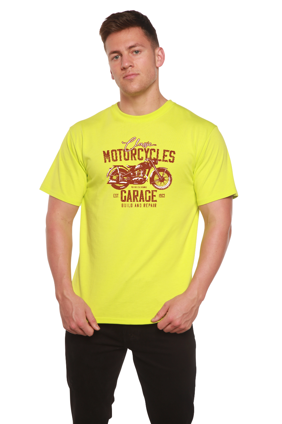 Motorcycles Garage Men's Bamboo Viscose/Organic Cotton Short Sleeve Graphic T-Shirt - The7Letter