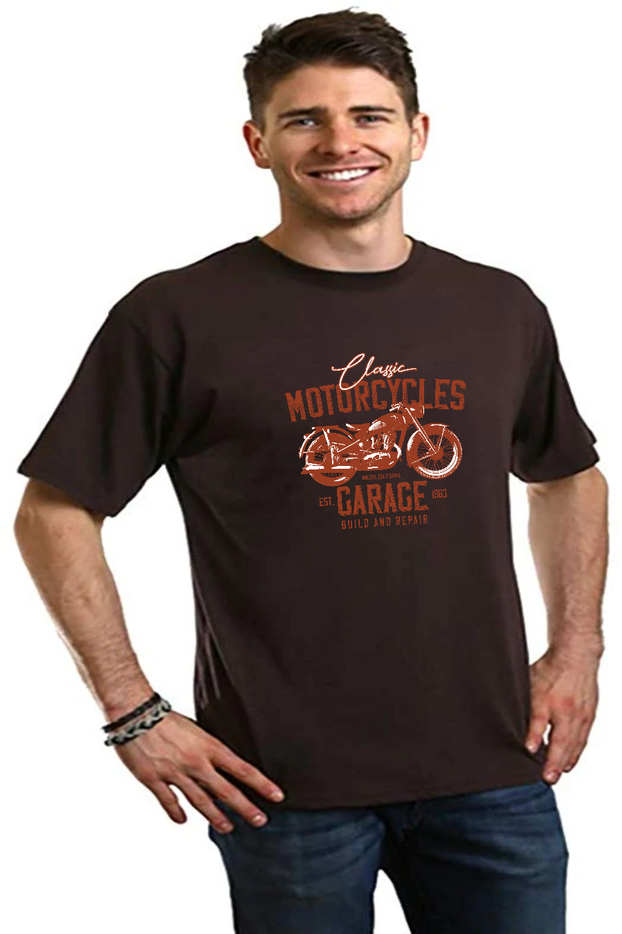 Motorcycles Garage Men's Bamboo Viscose/Organic Cotton Short Sleeve Graphic T-Shirt - The7Letter