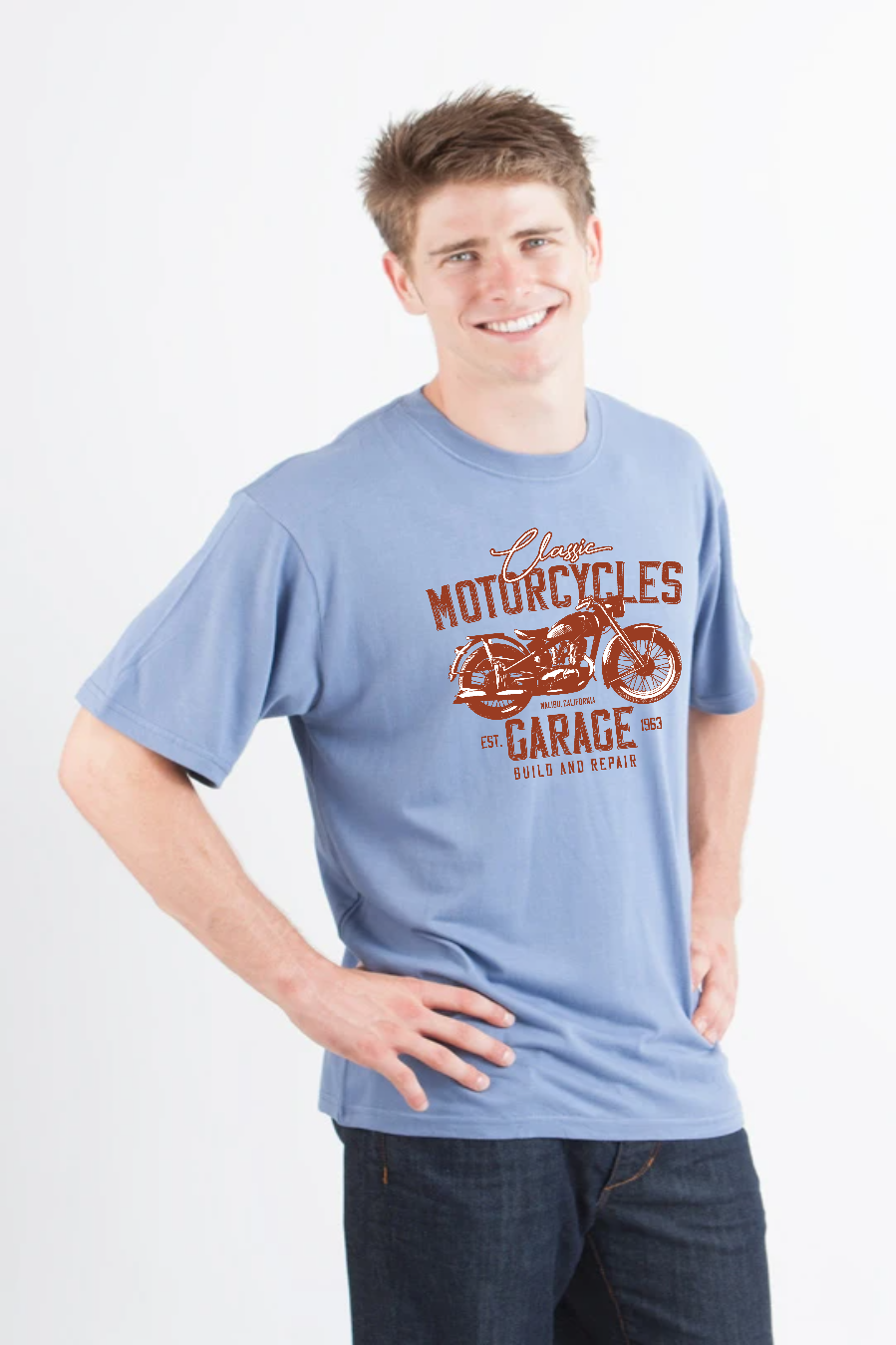 Motorcycles Garage Men's Bamboo Viscose/Organic Cotton Short Sleeve Graphic T-Shirt - The7Letter