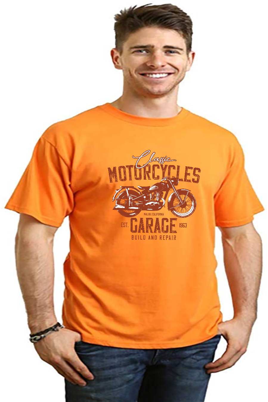 Motorcycles Garage Men's Bamboo Viscose/Organic Cotton Short Sleeve Graphic T-Shirt - The7Letter