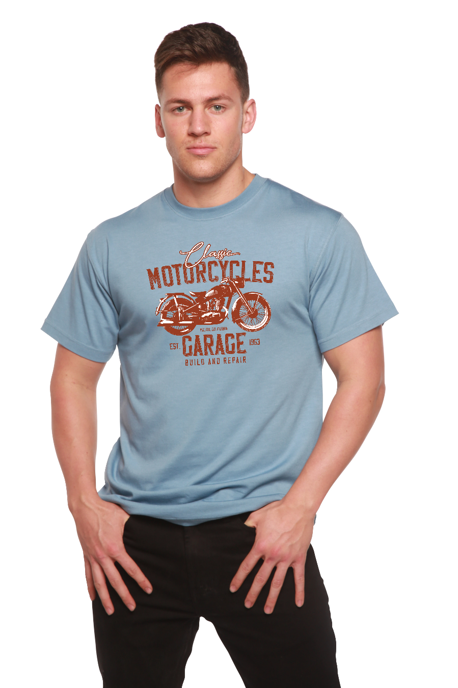 Motorcycles Garage Men's Bamboo Viscose/Organic Cotton Short Sleeve Graphic T-Shirt - The7Letter