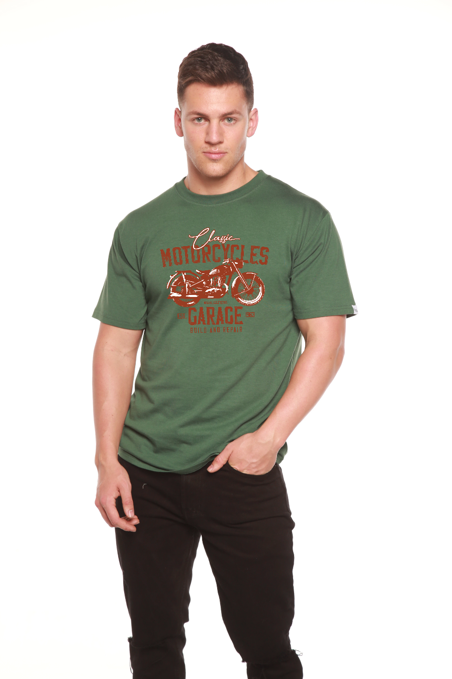 Motorcycles Garage Men's Bamboo Viscose/Organic Cotton Short Sleeve Graphic T-Shirt - The7Letter